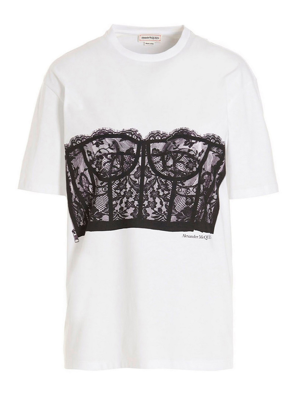 Shop Alexander Mcqueen Camiseta - Corset In Blanco