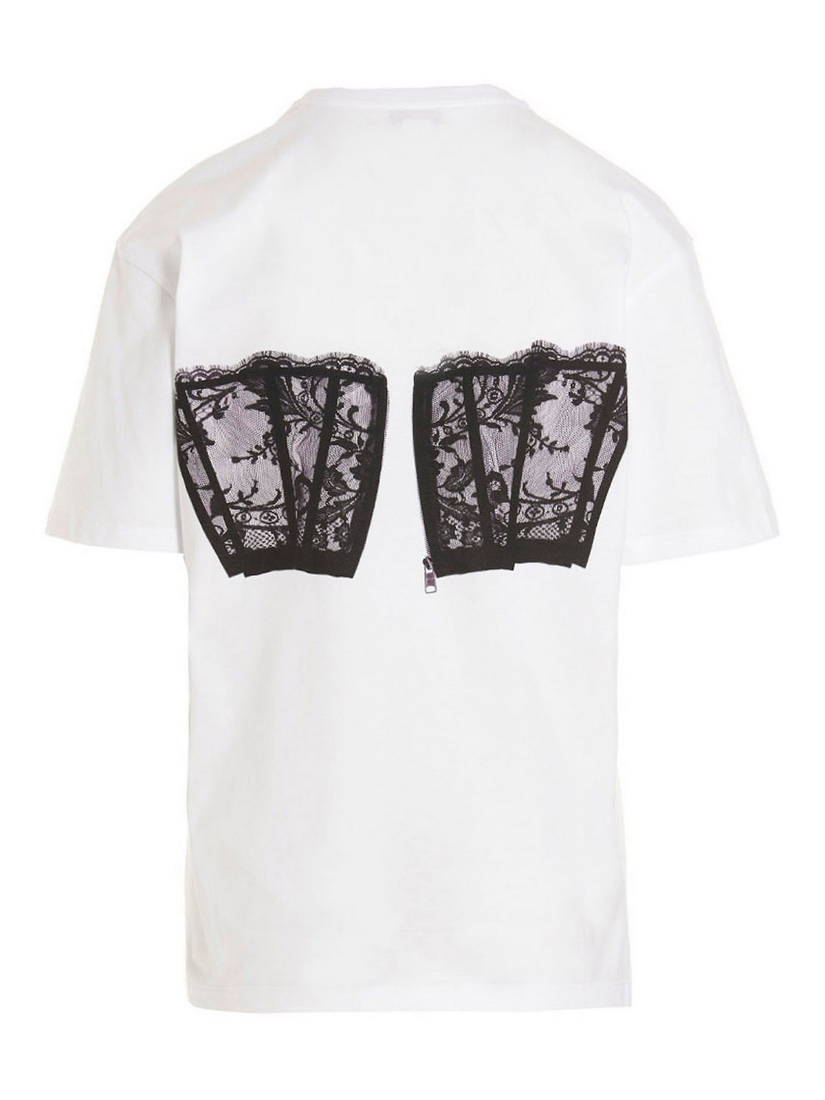 Shop Alexander Mcqueen Corset Crewneck T-shirt In Blanco