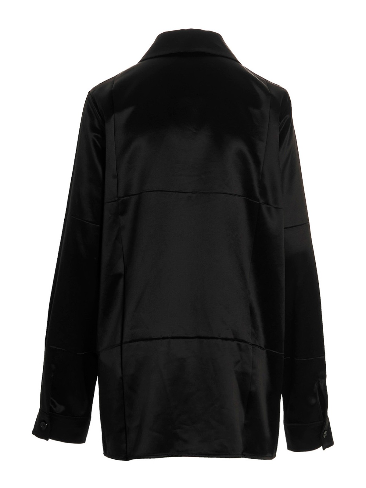 Shop Jil Sander 26 Satin Shirt With Pointed Colla In Black