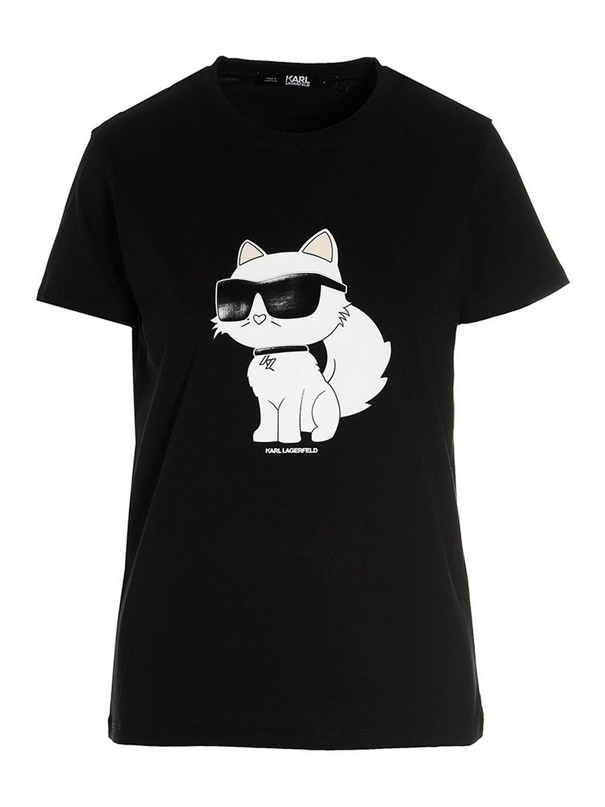 Karl Lagerfeld T-shirt Ikonik 2.0 Choupette With Front Print In Black