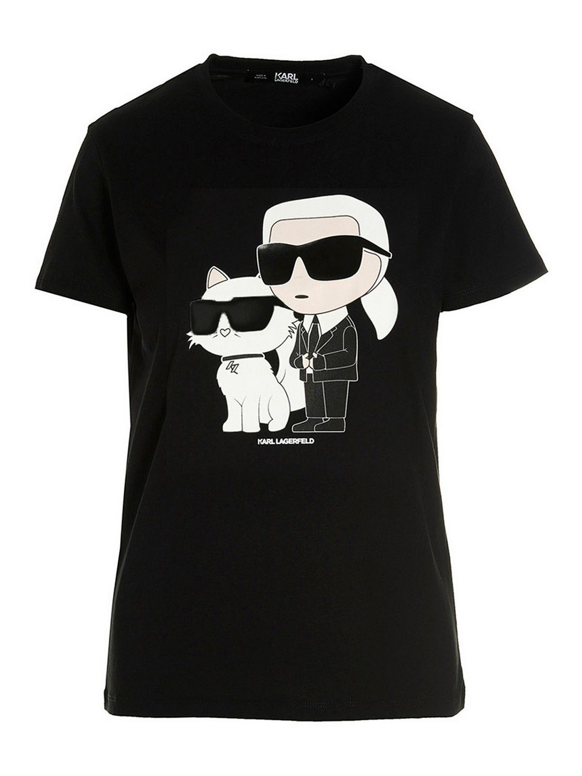 Shop Karl Lagerfeld T-shirt Ikonik 2.0 Choupette With Front Print In Black