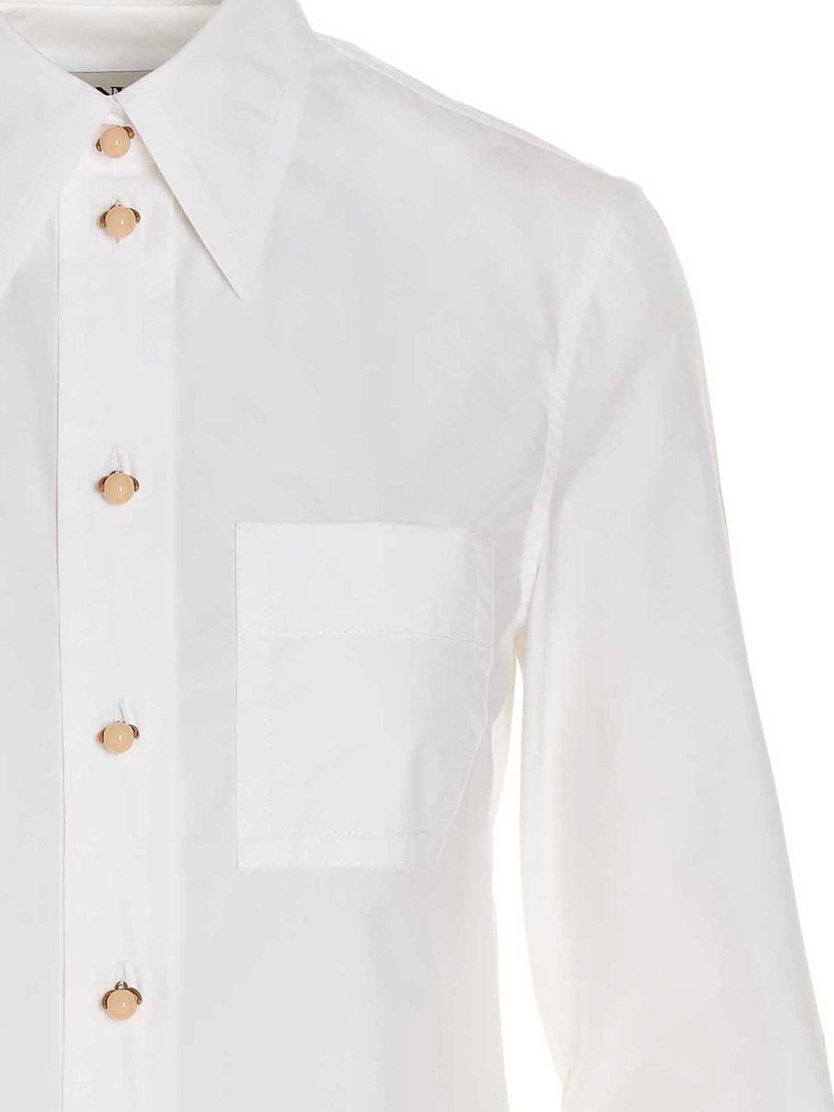 Shop Lanvin Ls Shirt With Button Closure In White