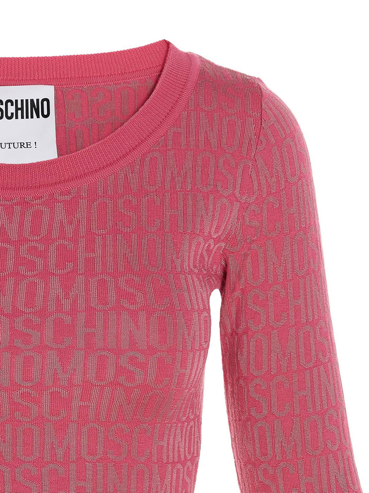 Shop Moschino Monogram Sweater In Fuchsia