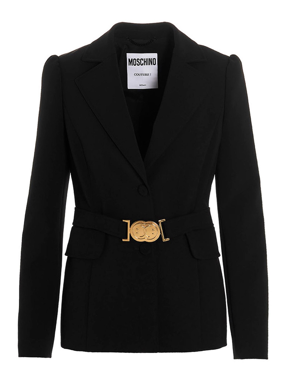 Shop Moschino Belt Detail Blazer Jacket In Black