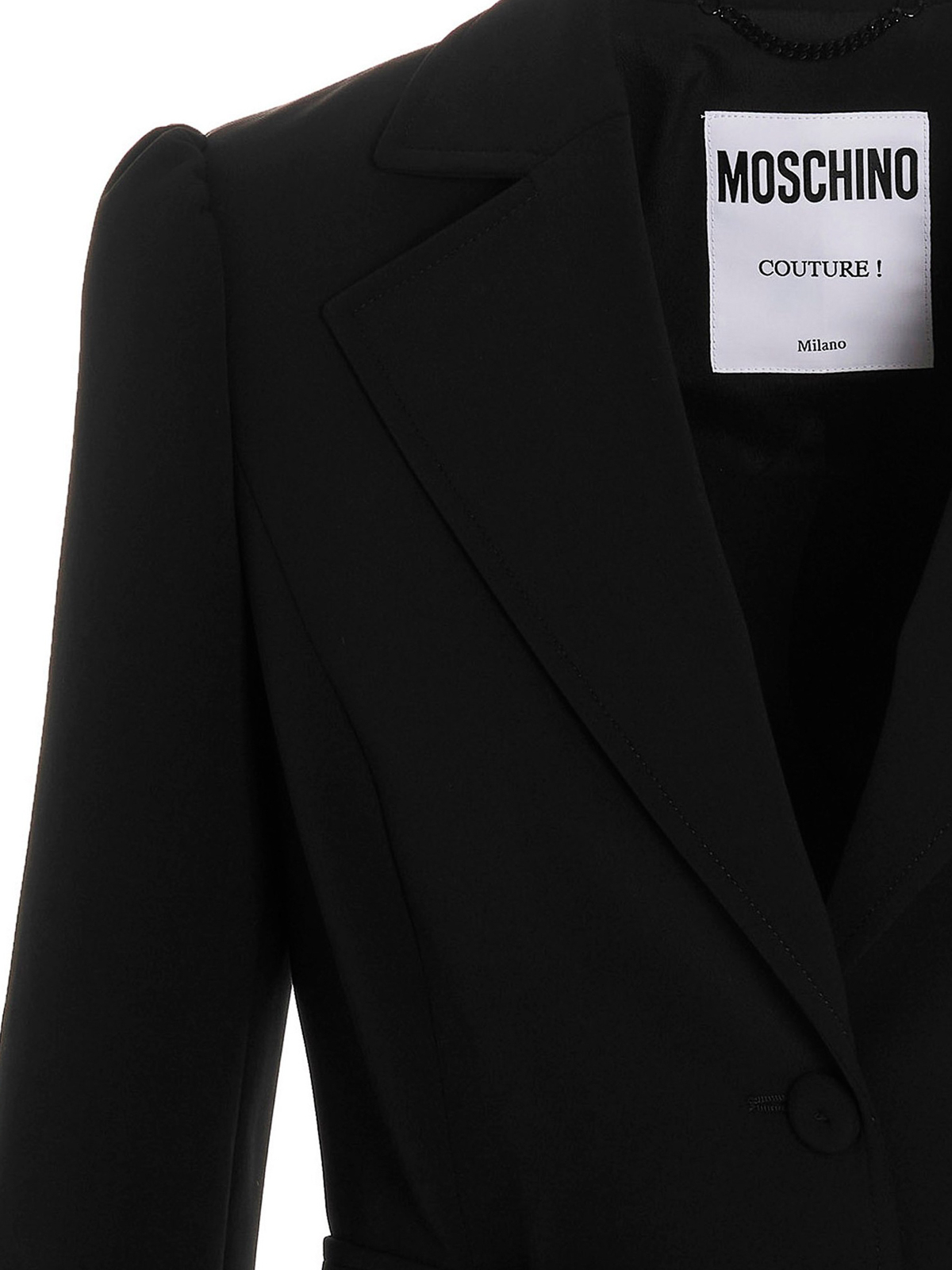 Shop Moschino Belt Detail Blazer Jacket In Black