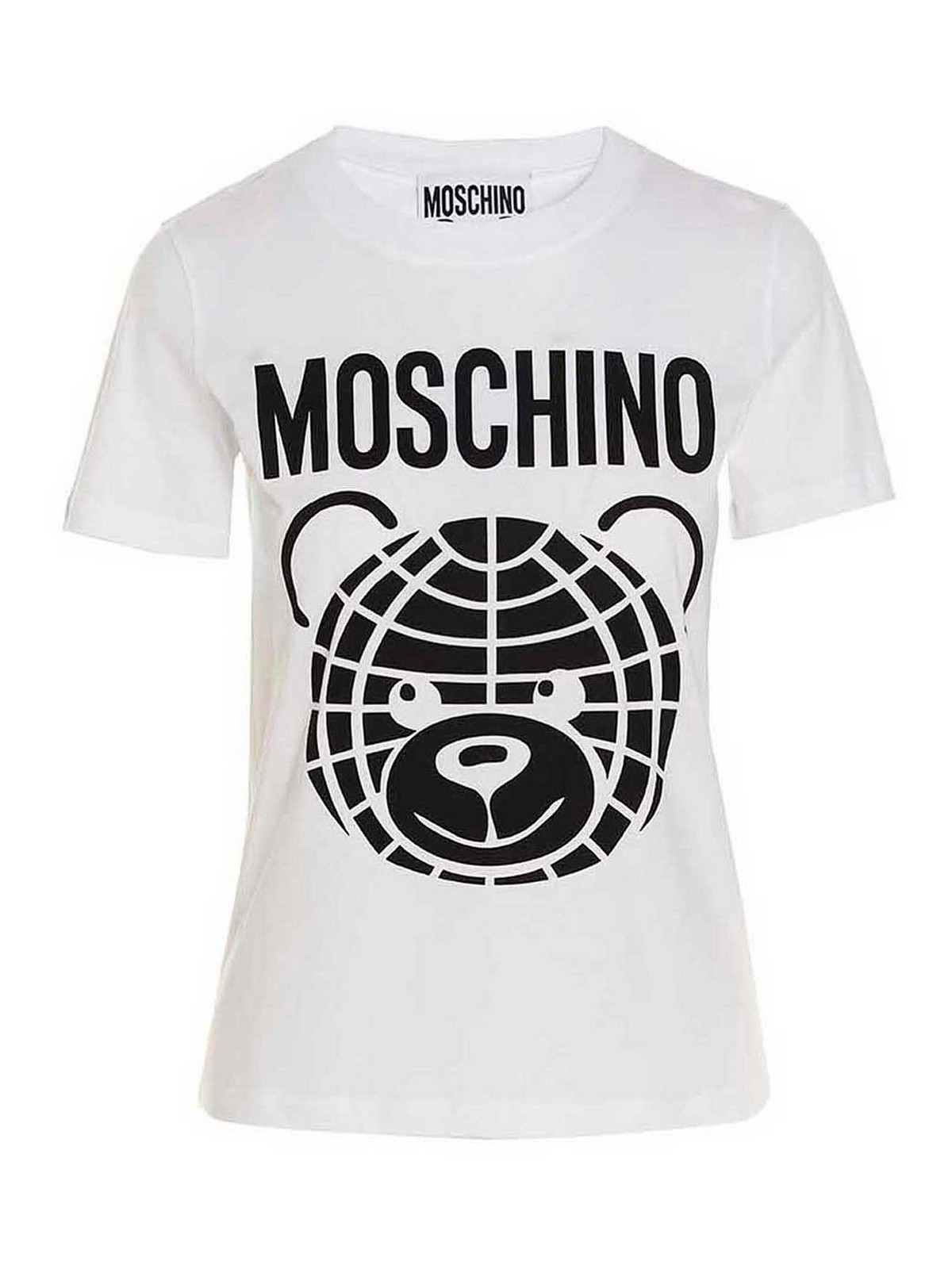 Moschino Logo Print Cotton T-shirt In White