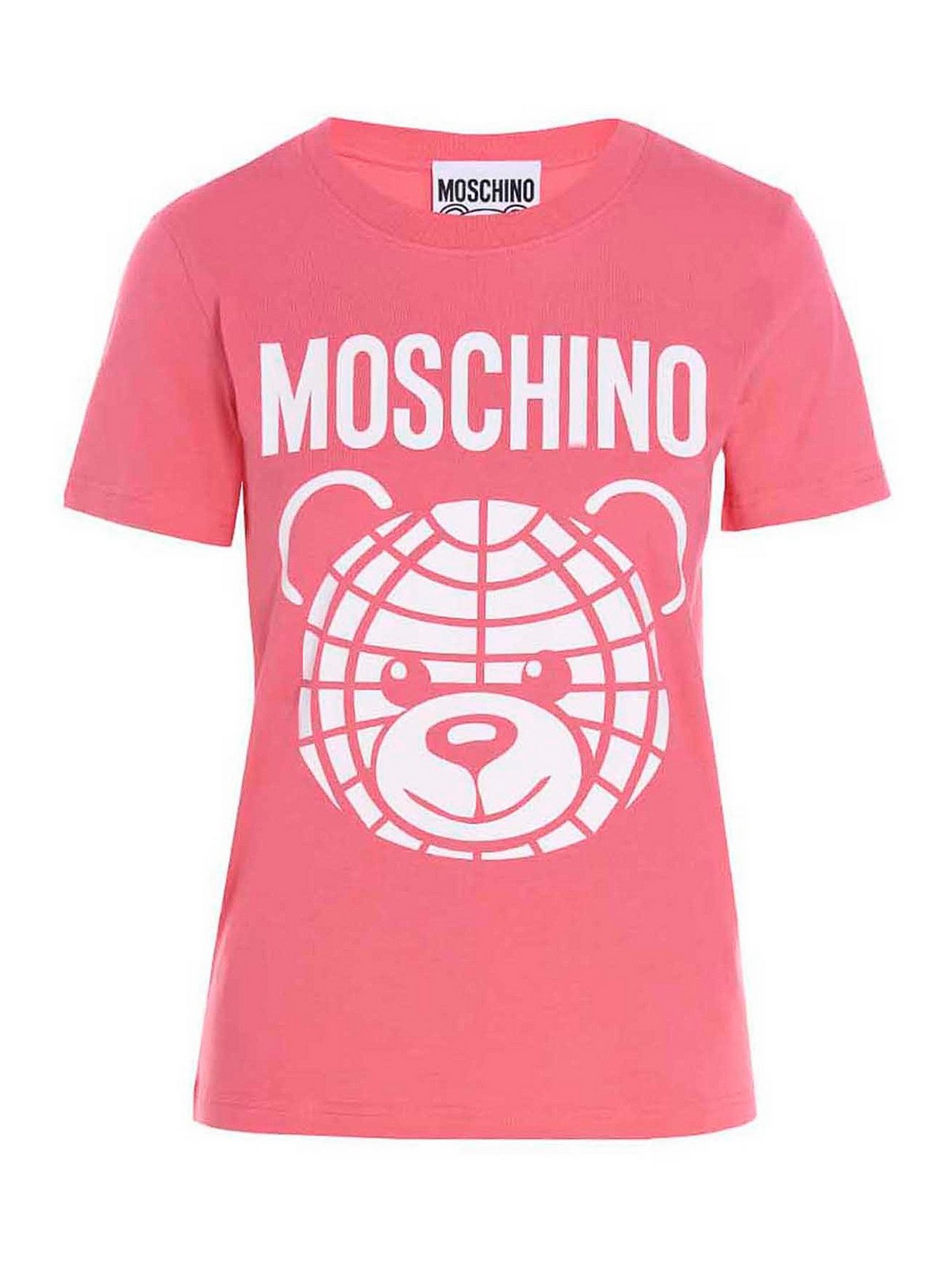 Moschino Logo Print Cotton T-shirt In Fuchsia