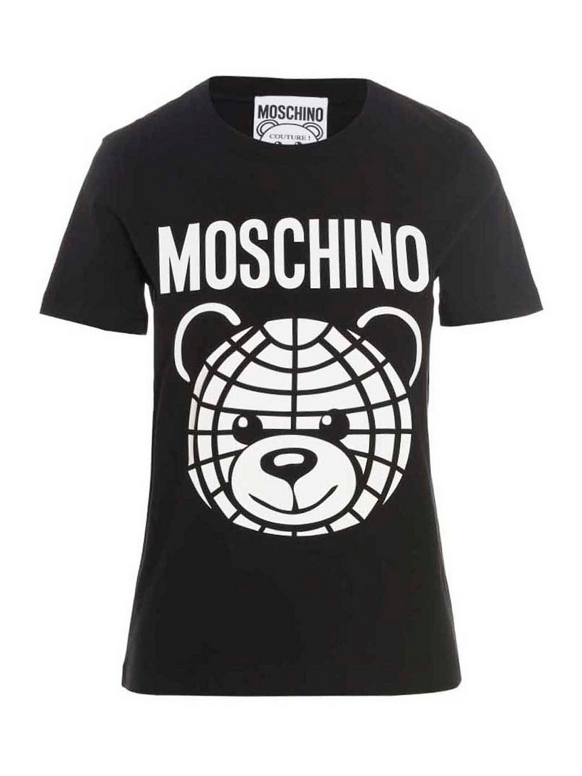 Moschino Logo Print Cotton T-shirt In Black