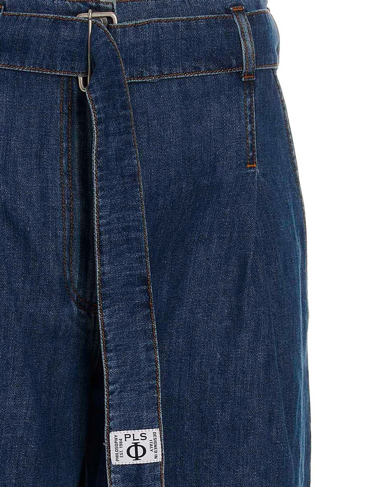 Shop Philosophy Di Lorenzo Serafini Denim Jeans With Removable Waist Belt In Blue