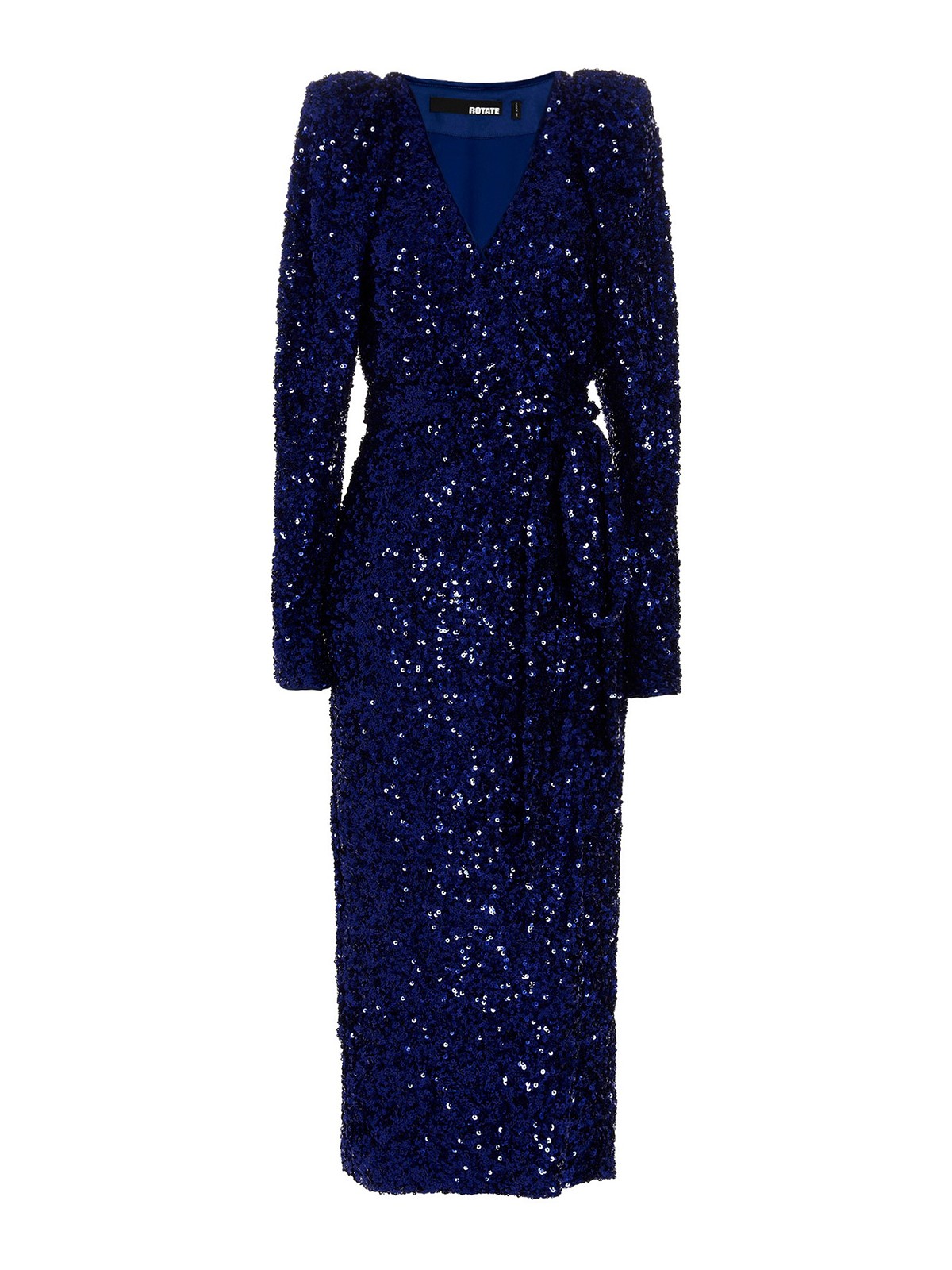 Shop Rotate Birger Christensen Long Dress Withll-over Sequin Appliqu In Blue