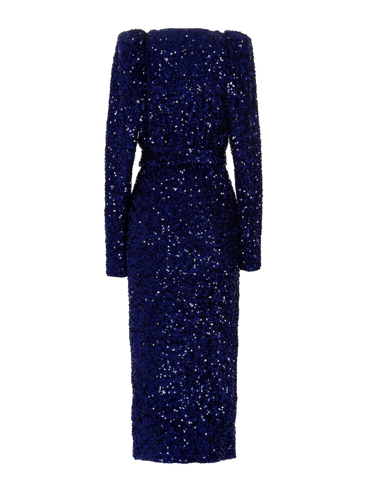 Shop Rotate Birger Christensen Long Dress Withll-over Sequin Appliqu In Blue