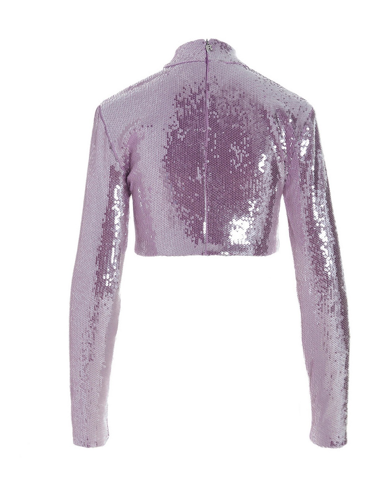 Shop Rotate Birger Christensen Cropped Top Withll-over Sequin Appliqus In Purple