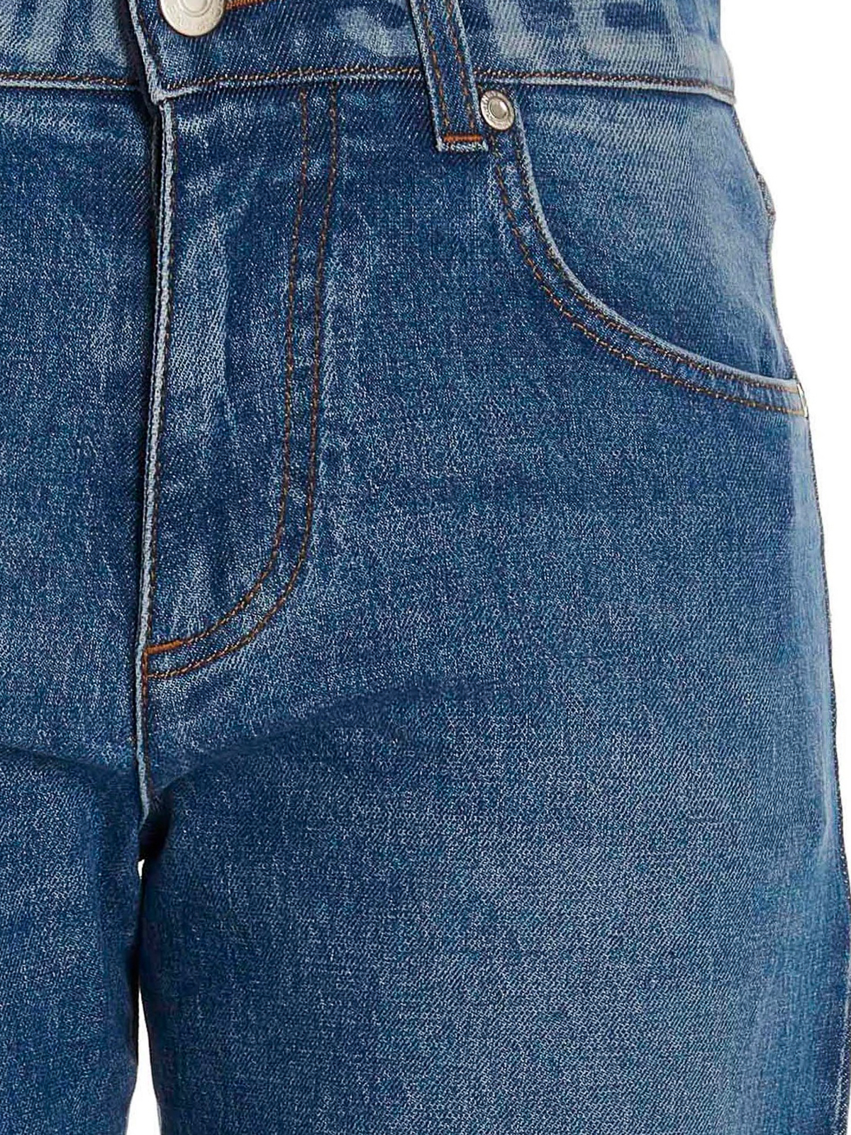 Shop Stella Mccartney Straigh Leg Denim Jeans With Logo In Light Wash