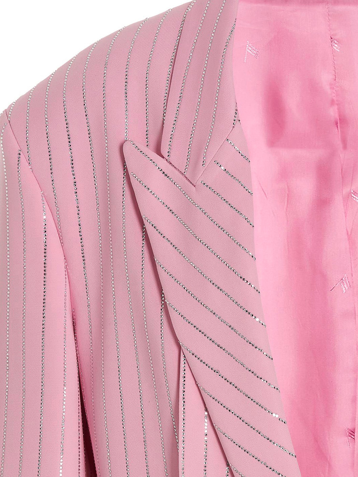 Shop Attico Glen Single Breast Style Blazer Jacket In Pink
