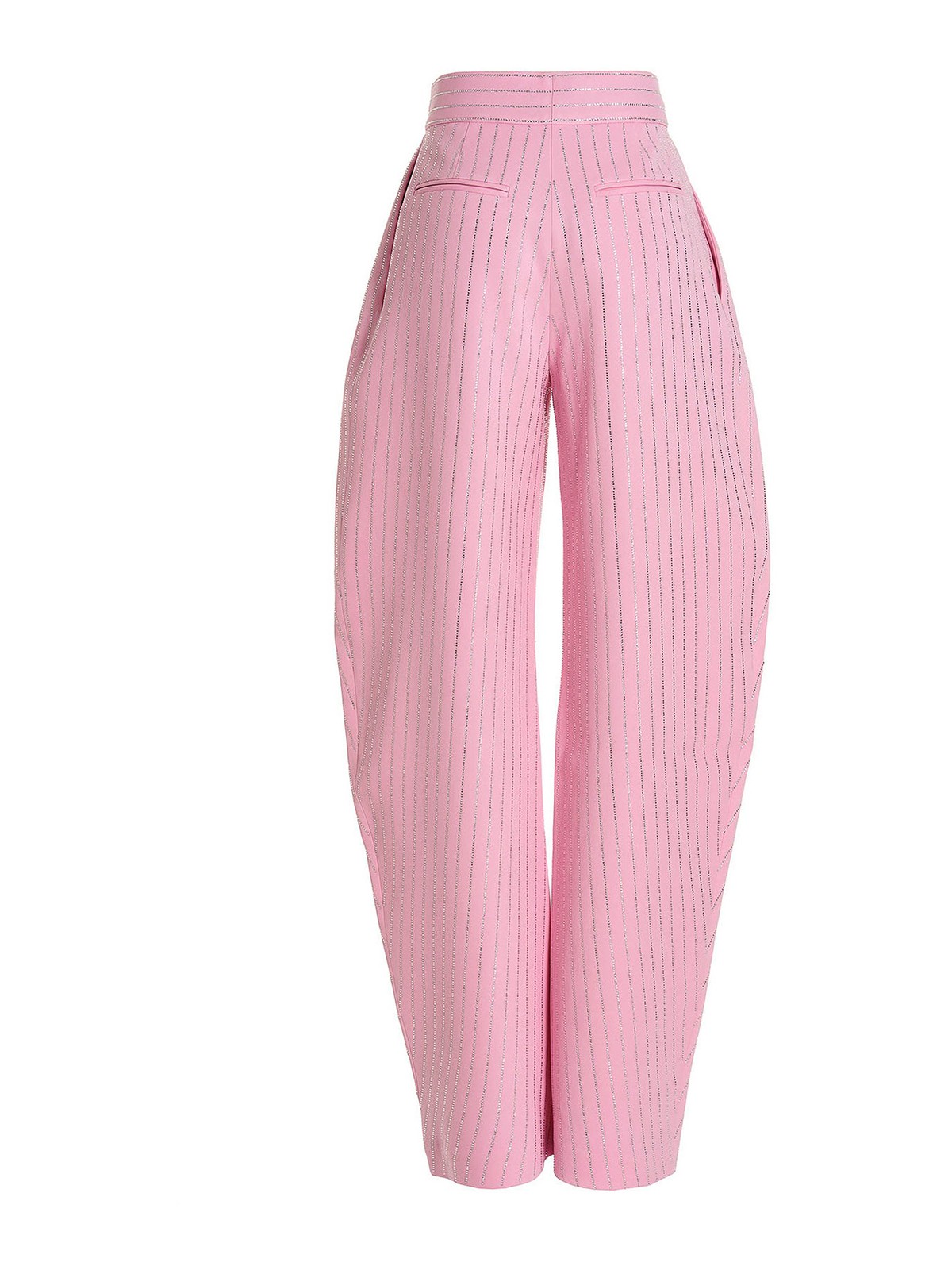 Shop Attico Pants With Sequin Details And Loose Leg In Pink