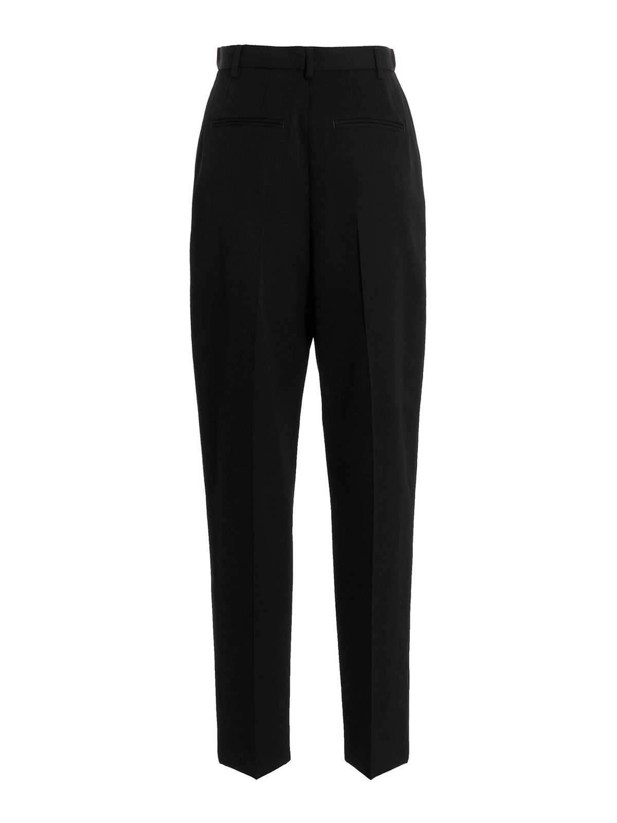 Shop Tory Burch Wool Twill Pants With Front Pleats In Negro