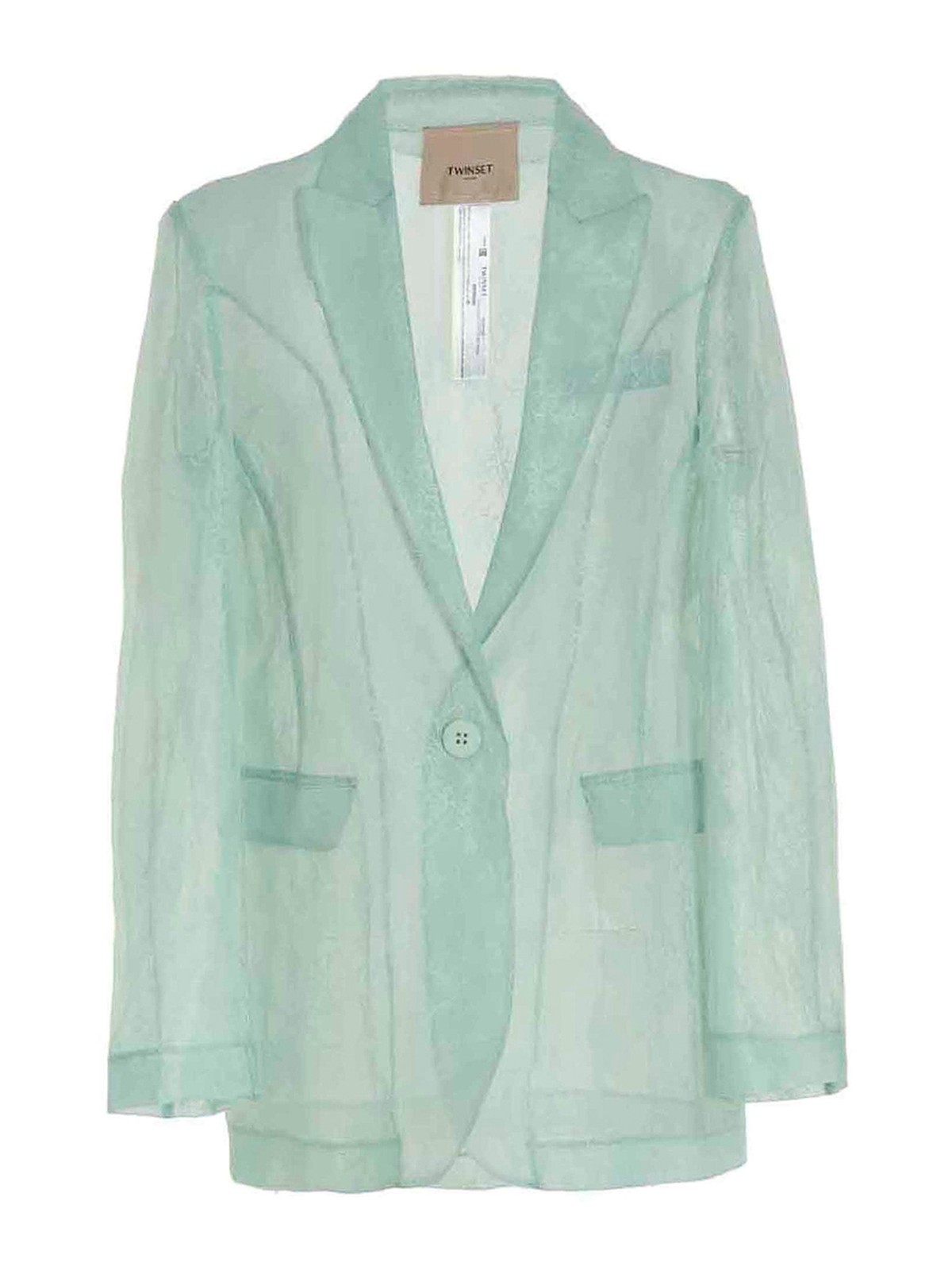 Twinset Single breast transparent lace blazer 231TP233100625