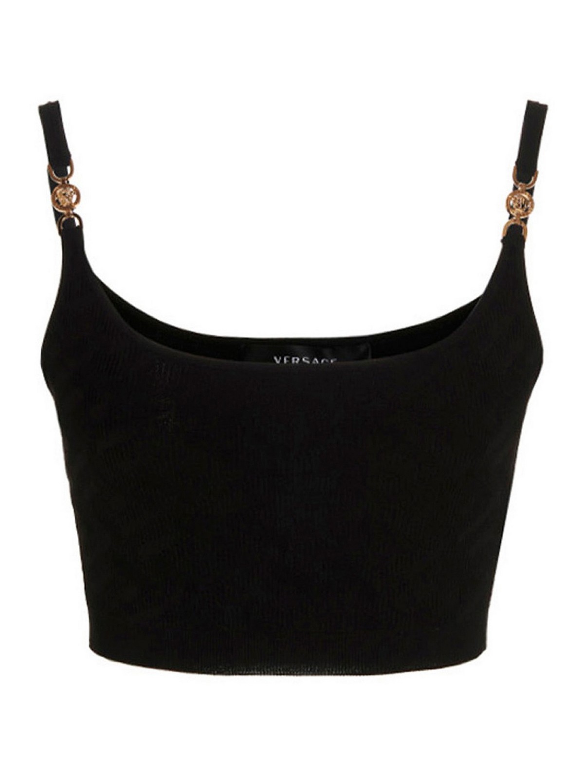 Shop Versace Top With Cropped Style In Black