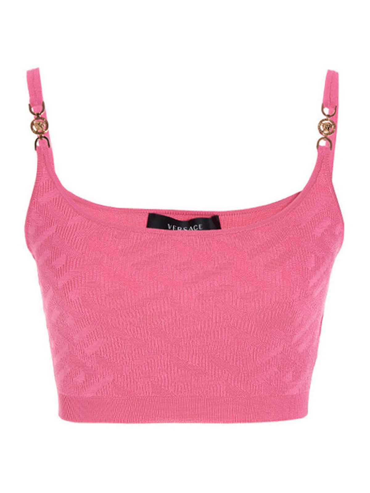Versace Top With Cropped Style In Pink