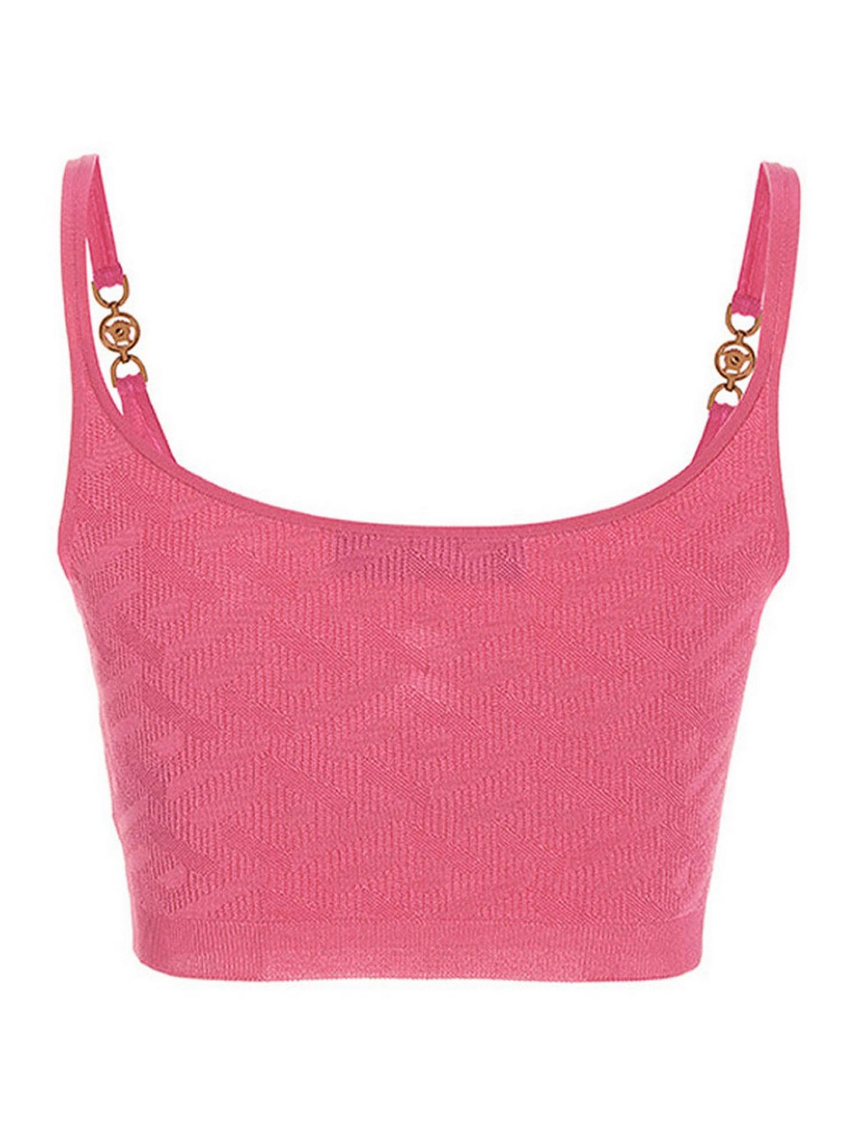 Shop Versace Top With Cropped Style In Pink