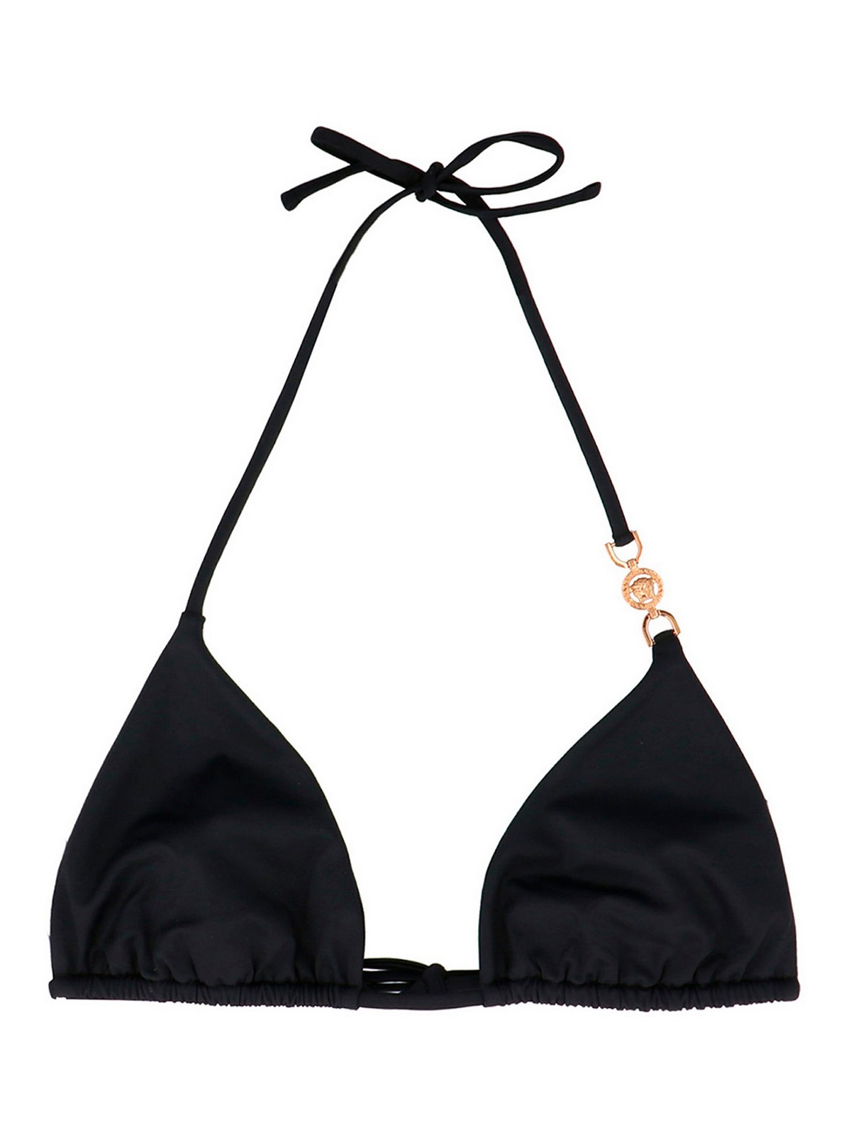 Versace Greca Triangle Style Bikini Top In Black