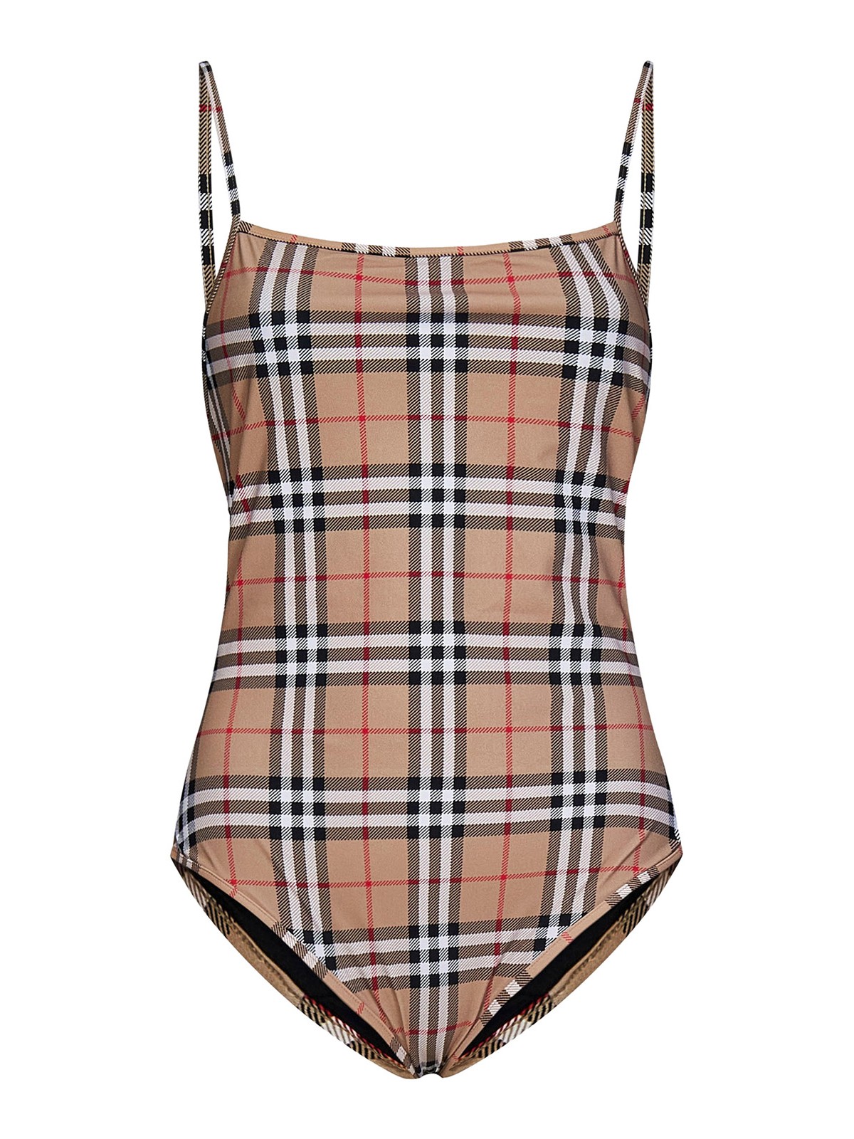 Shop Burberry Vintage Check Swimsuit In Beis