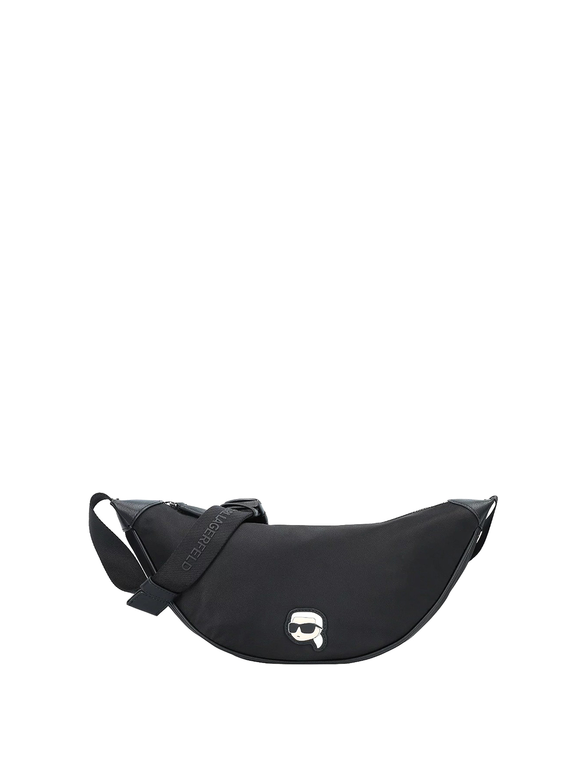 Karl Lagerfeld K/ikonik 2.0 Nylon Middle Moon Bag In Black