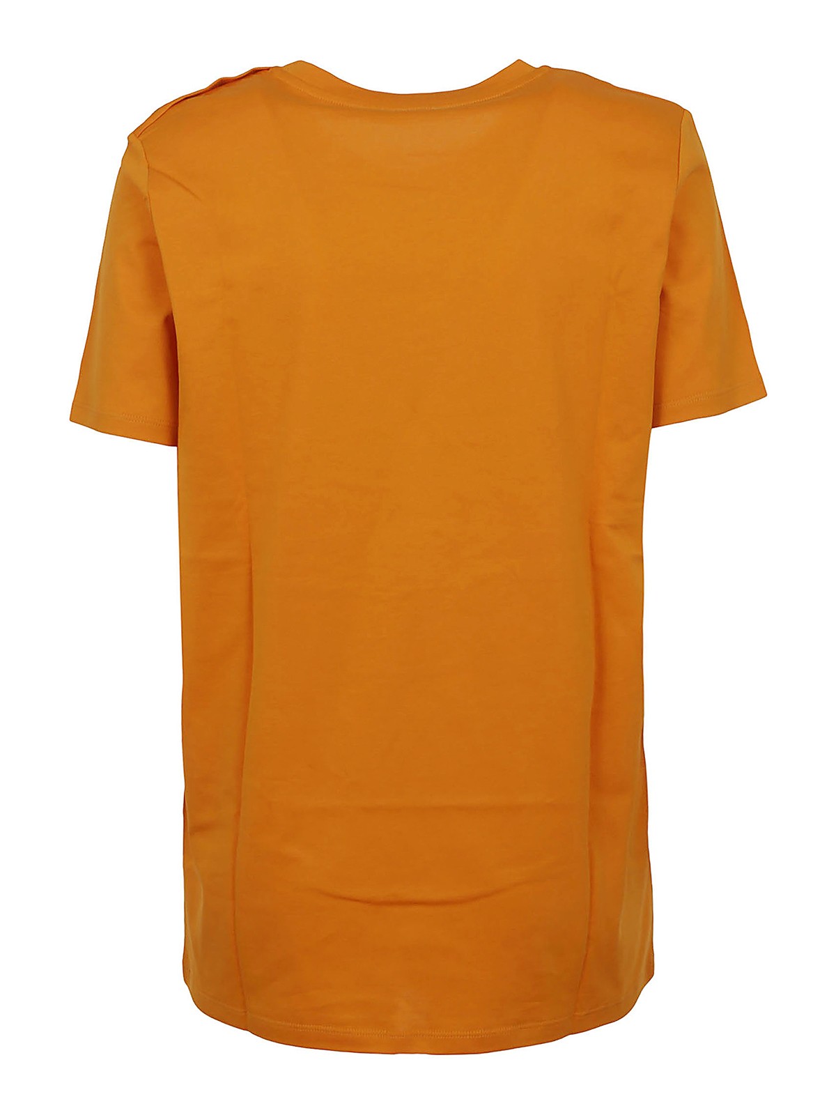Shop Balmain Logo Print T-shirt With Buttons In Orange