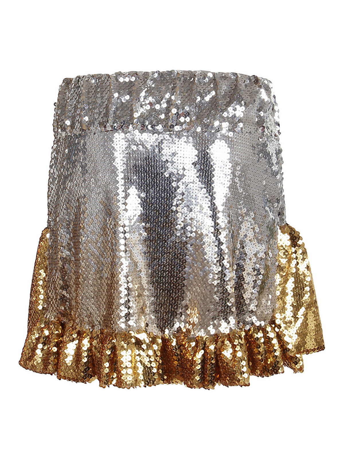 Shop Paco Rabanne Sequined Flounced Skirt In Plata