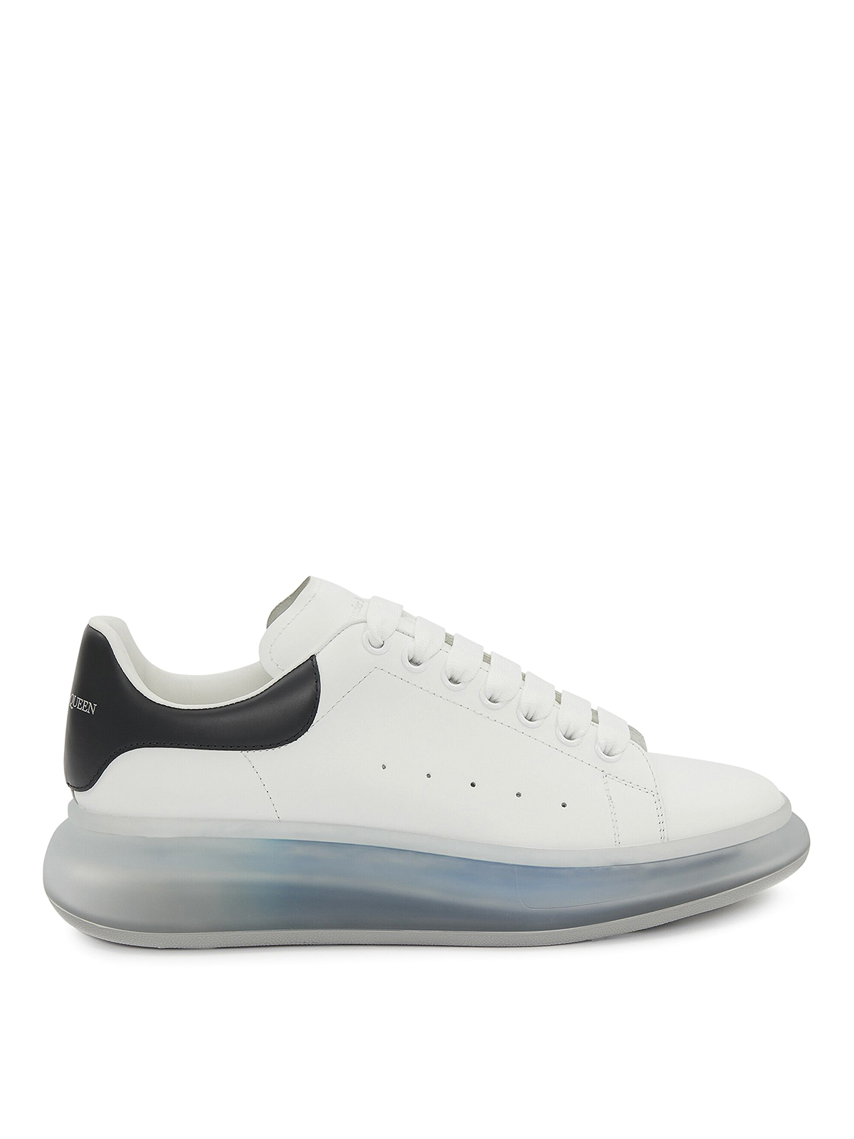 Alexander Mcqueen Leather Sneakers With Logo In Blanco