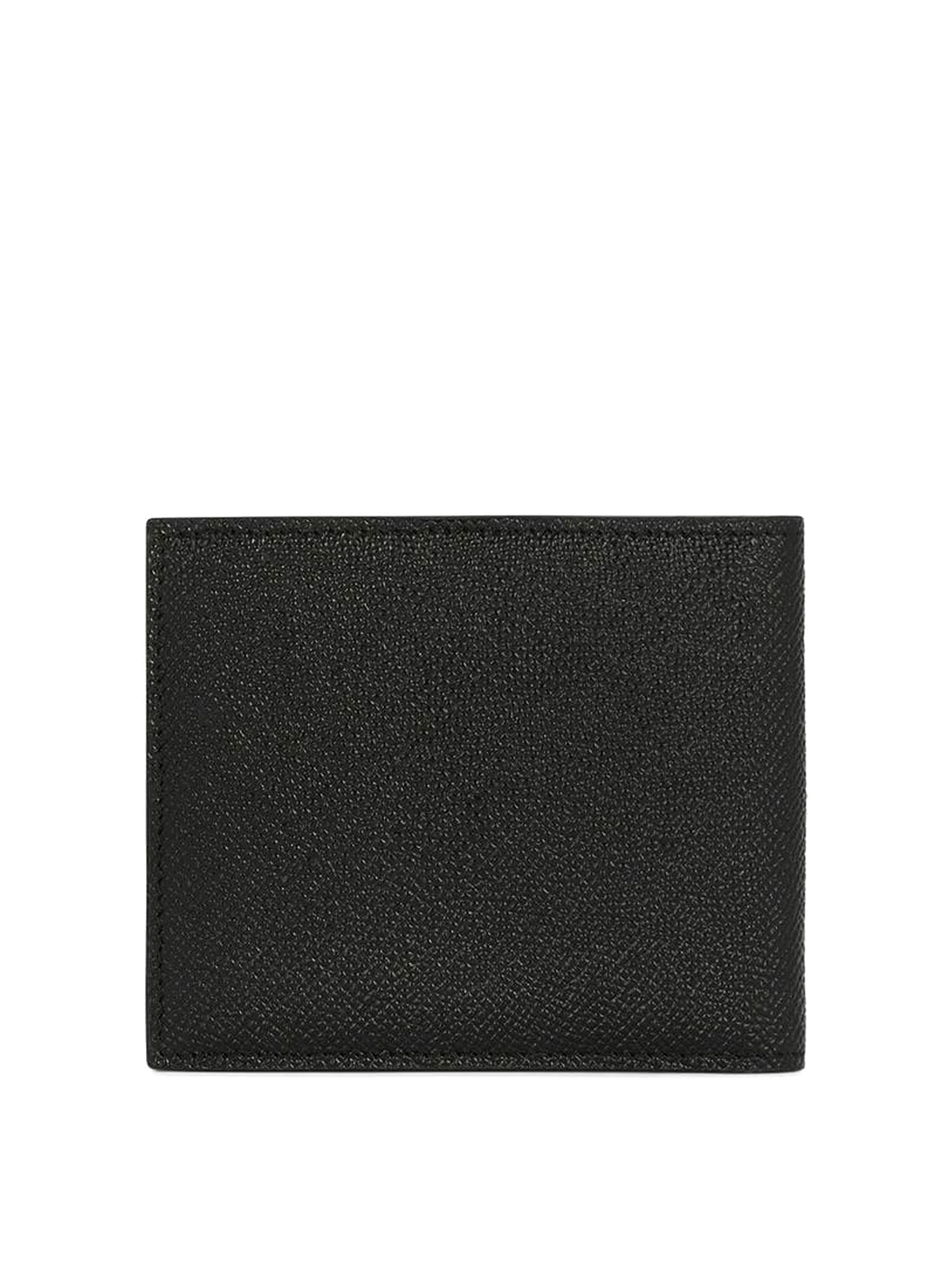 Shop Dolce & Gabbana Pebbled Leather And Logo Wallet In Black