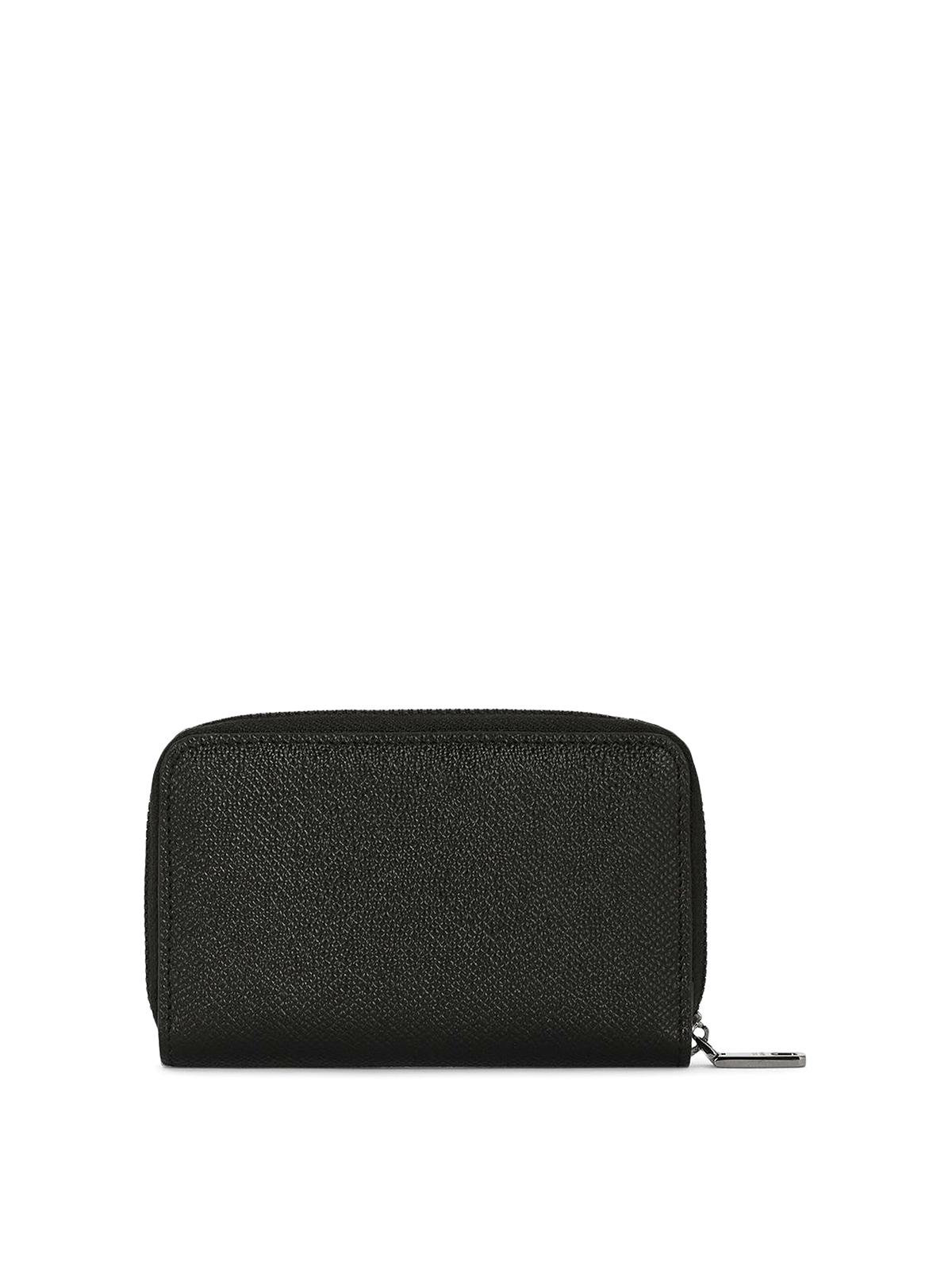 Shop Dolce & Gabbana Pebbled Leather And Logo Wallet In Black
