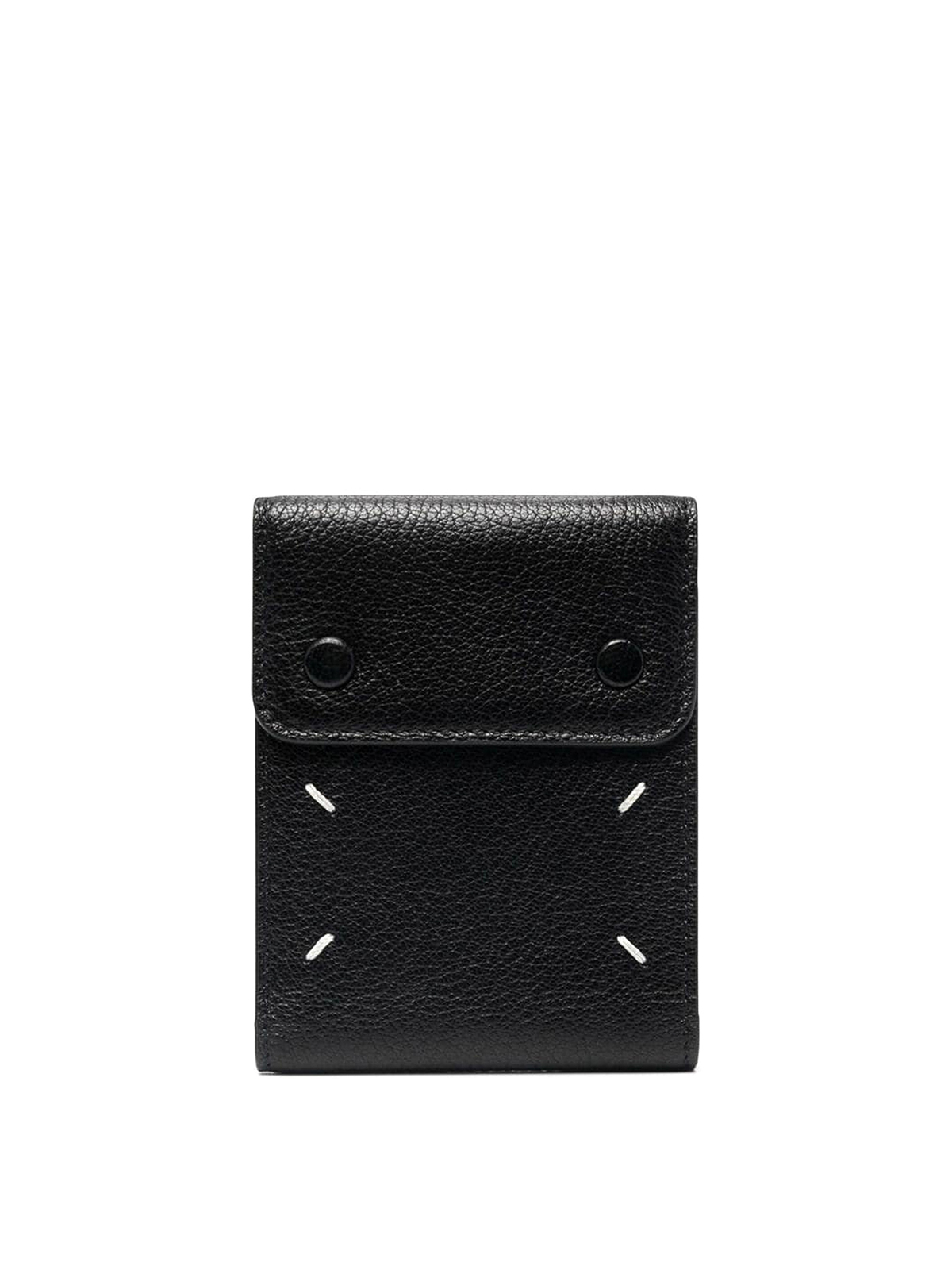 Double button leather card holder