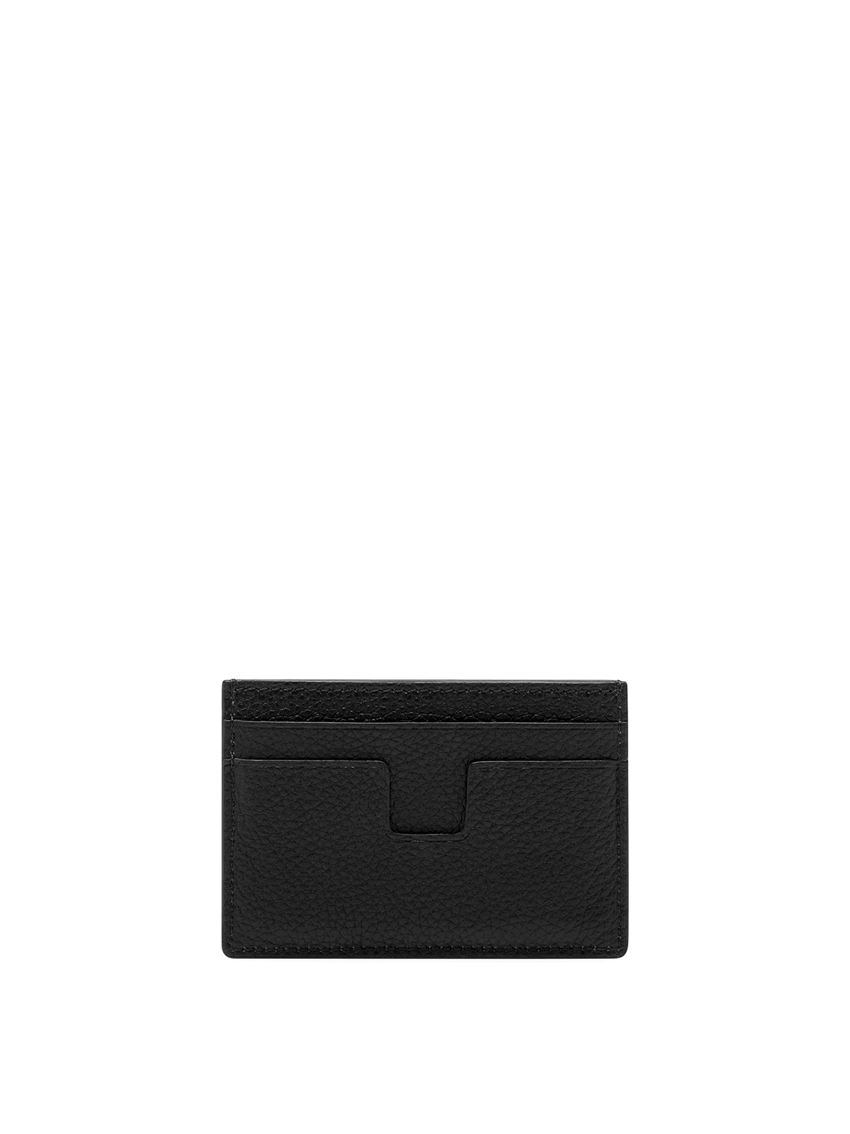 Shop Tom Ford Garnet Leather Card Holder With Logo In Negro