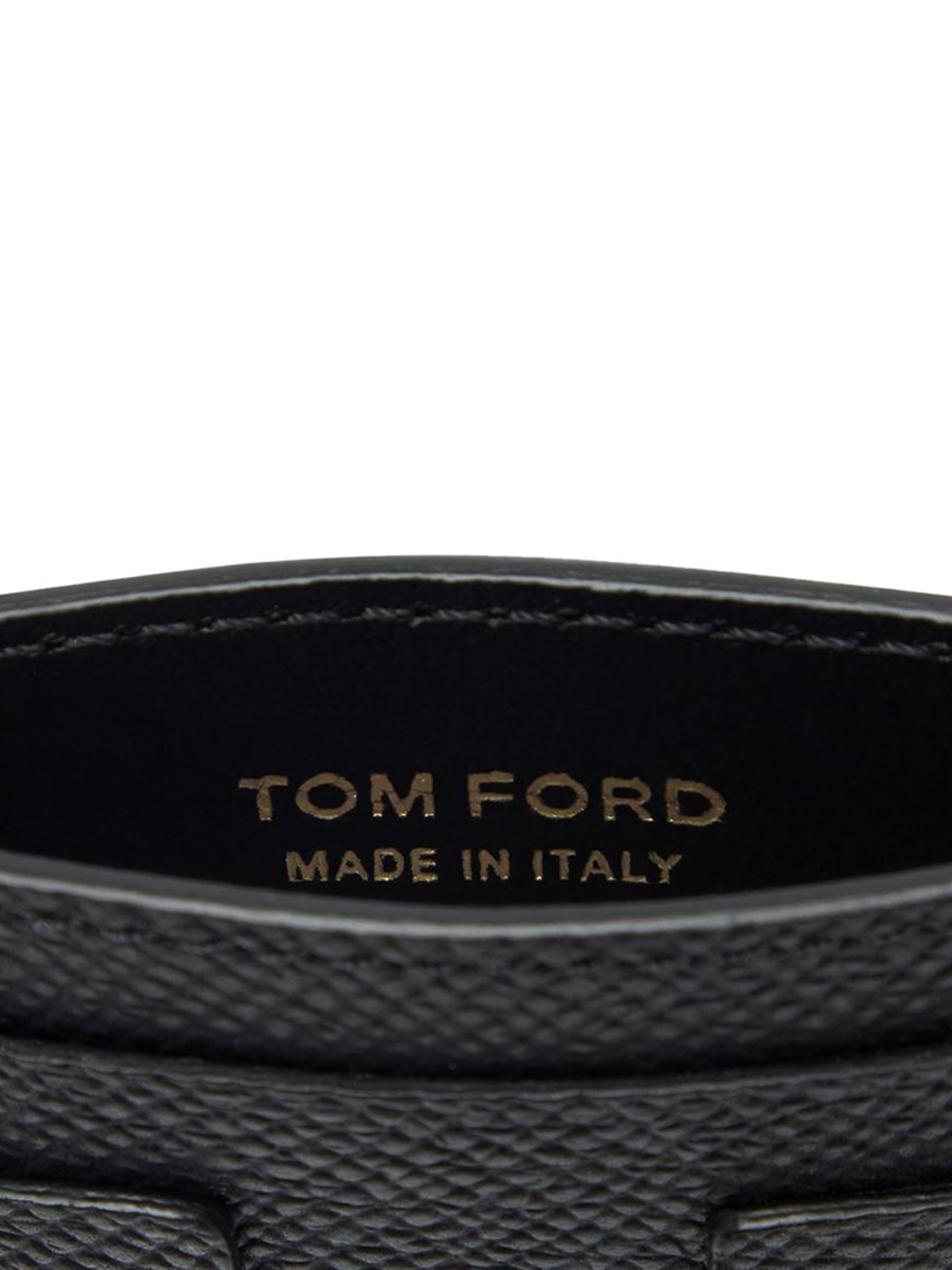 Shop Tom Ford Garnet Leather Card Holder With Logo In Negro
