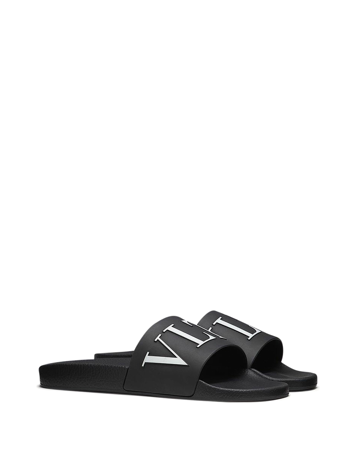 Shop Valentino Leather Sandals With Logo Band In Black