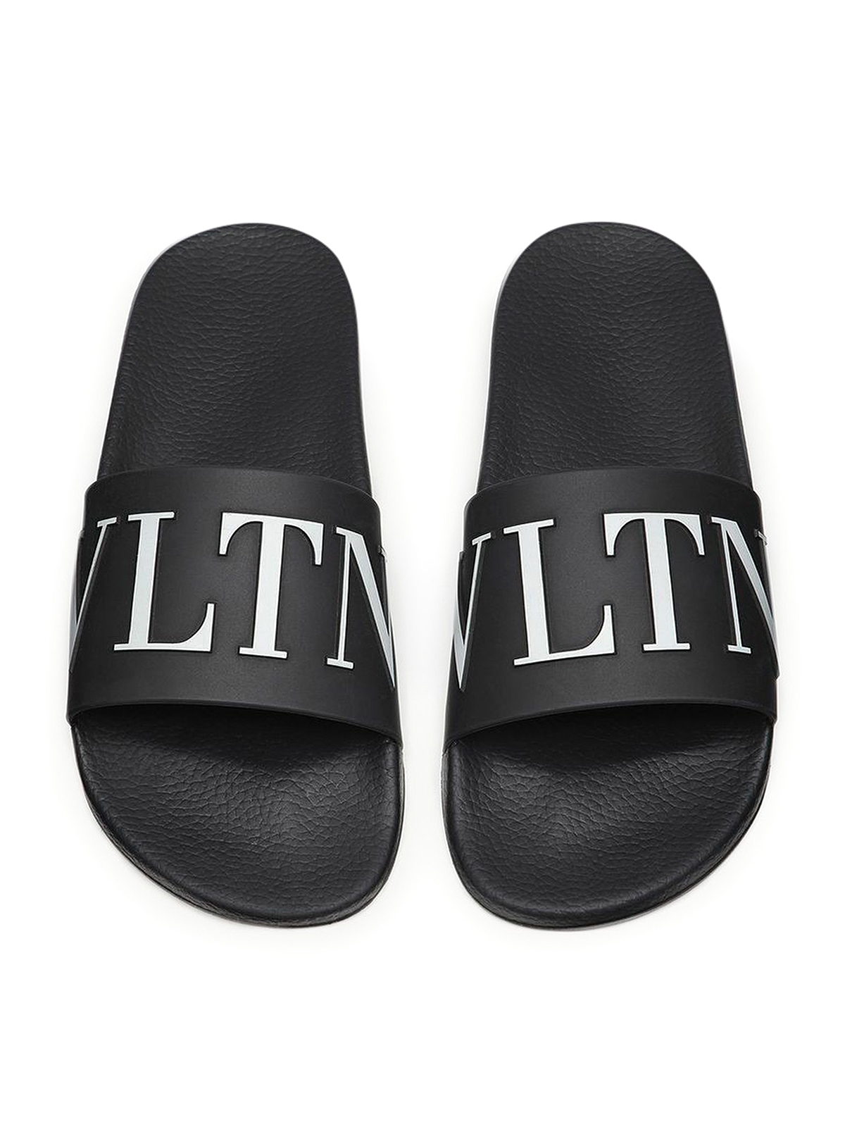 Shop Valentino Leather Sandals With Logo Band In Black