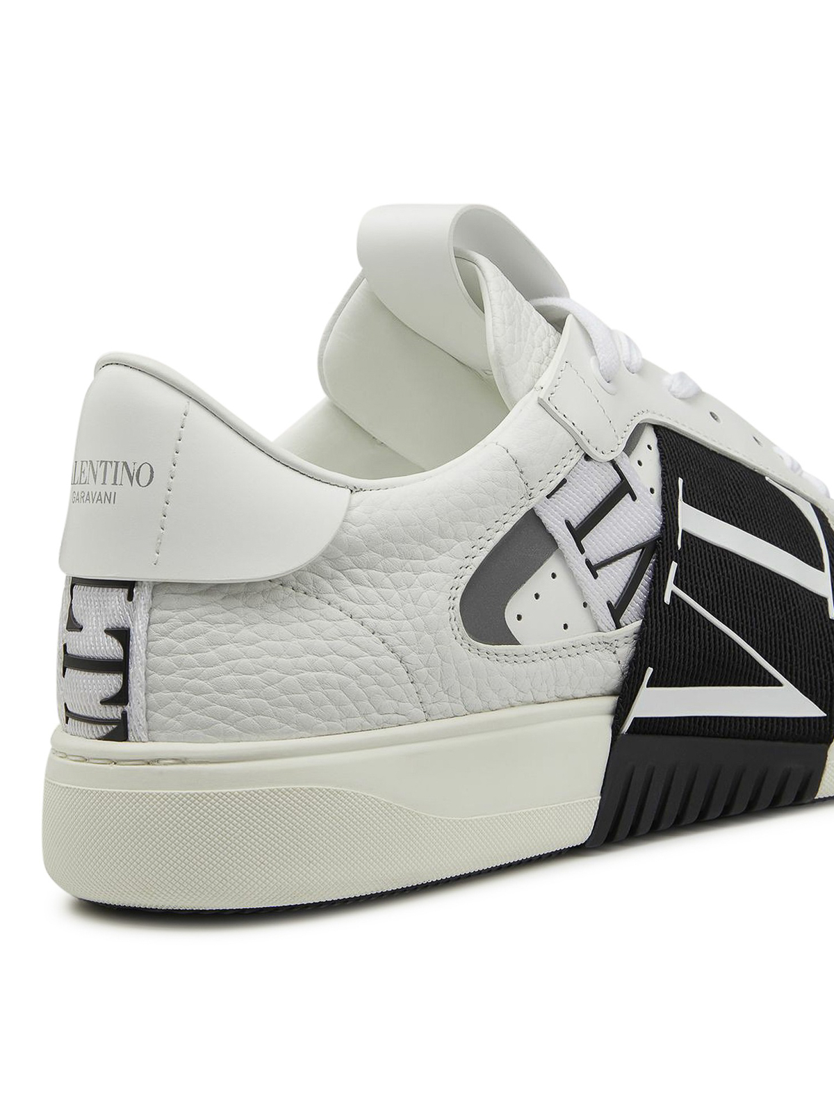 Shop Valentino Leather Sneakers With Side Band Logo In White
