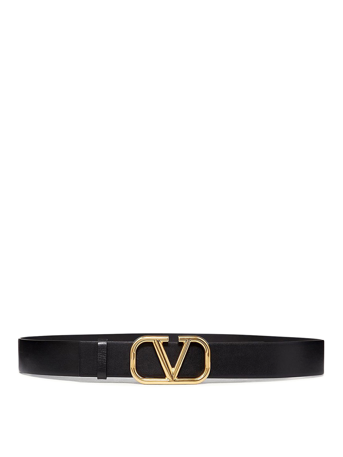 Valentino Garavani Leather Belt With Buckle In Negro