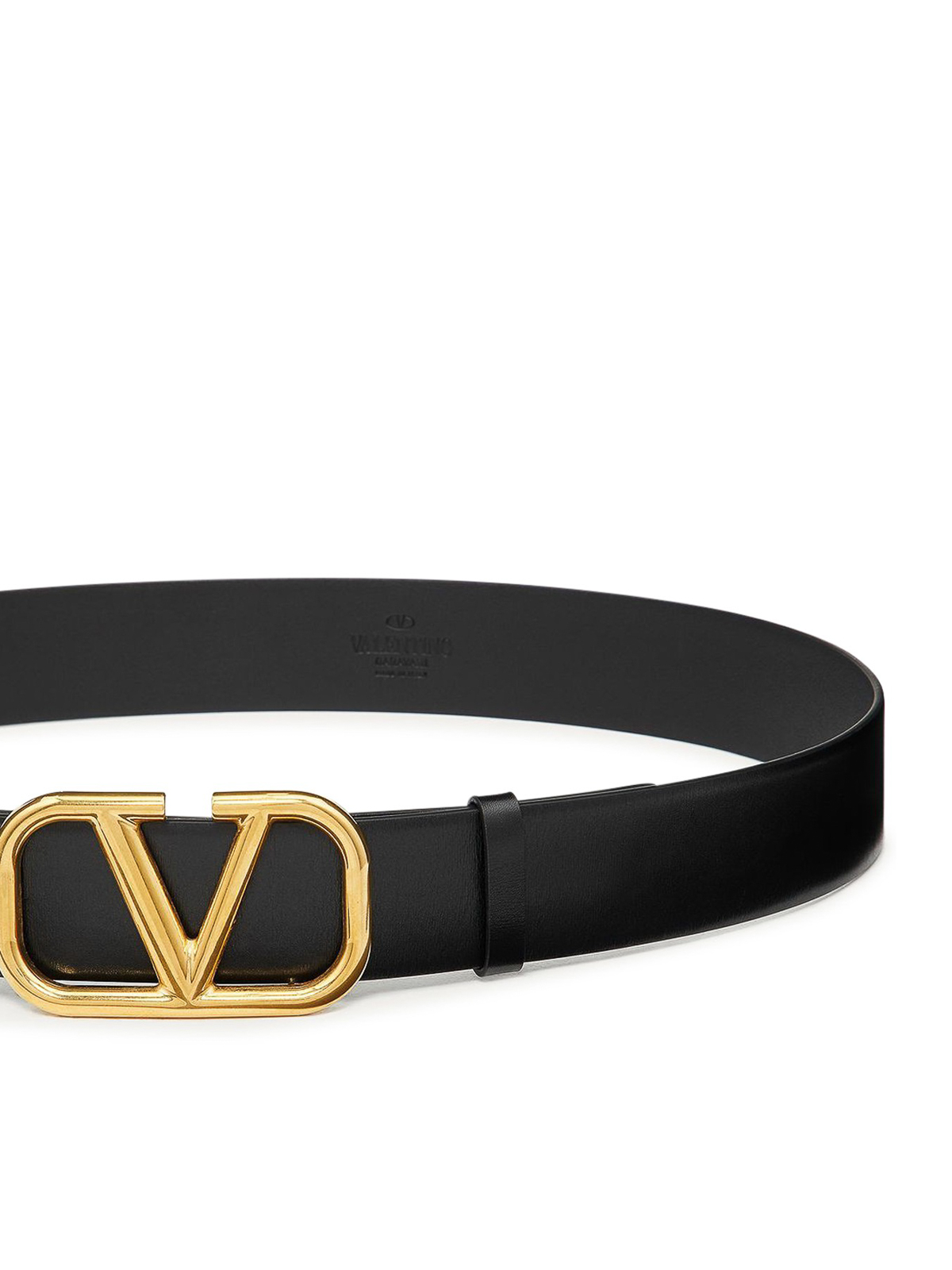 Shop Valentino Leather Belt With Buckle In Negro