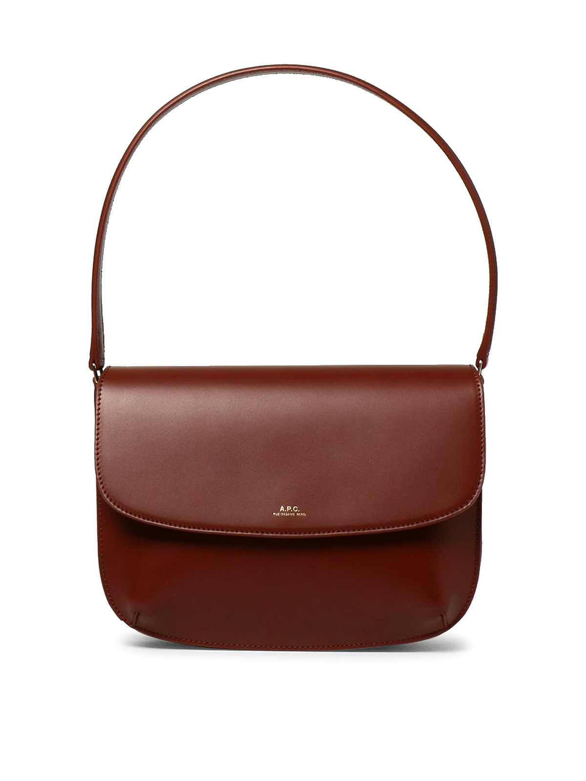 Shop Apc Sac Sarah Bag In Smooth Leather And Logo In Brown