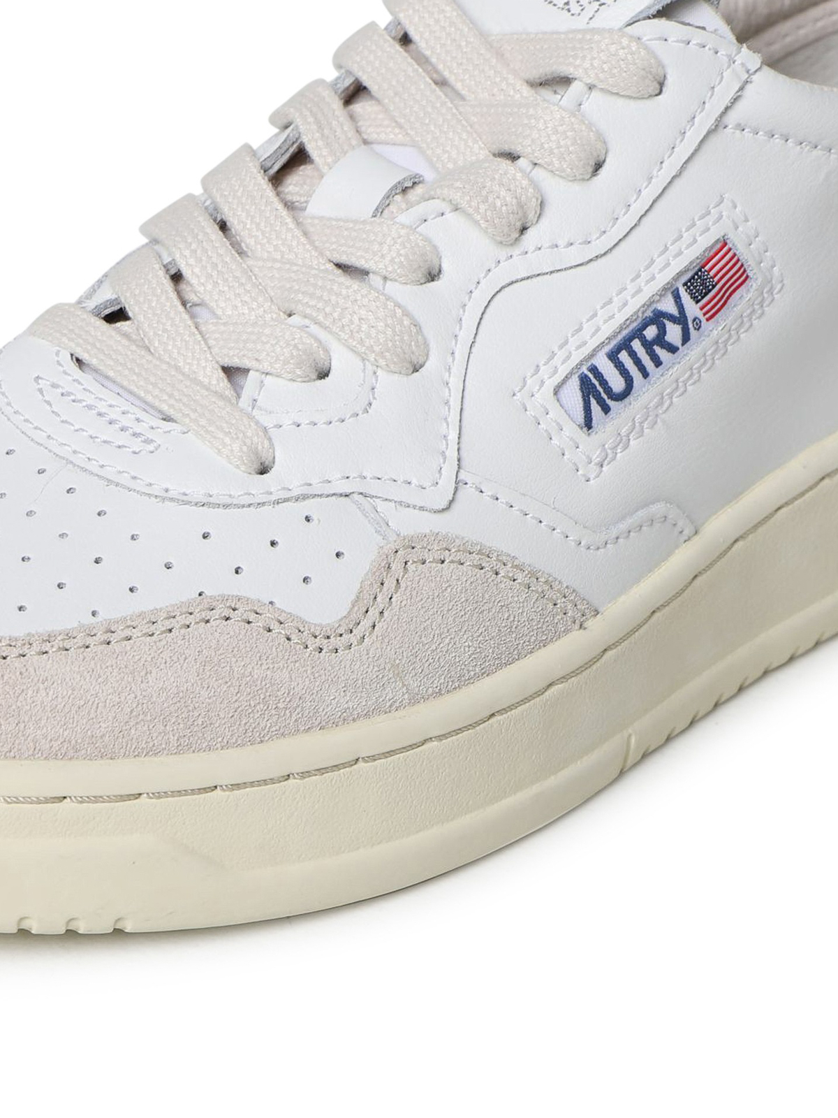 Shop Autry Medalist Leather Sneakers With Suede Details In White
