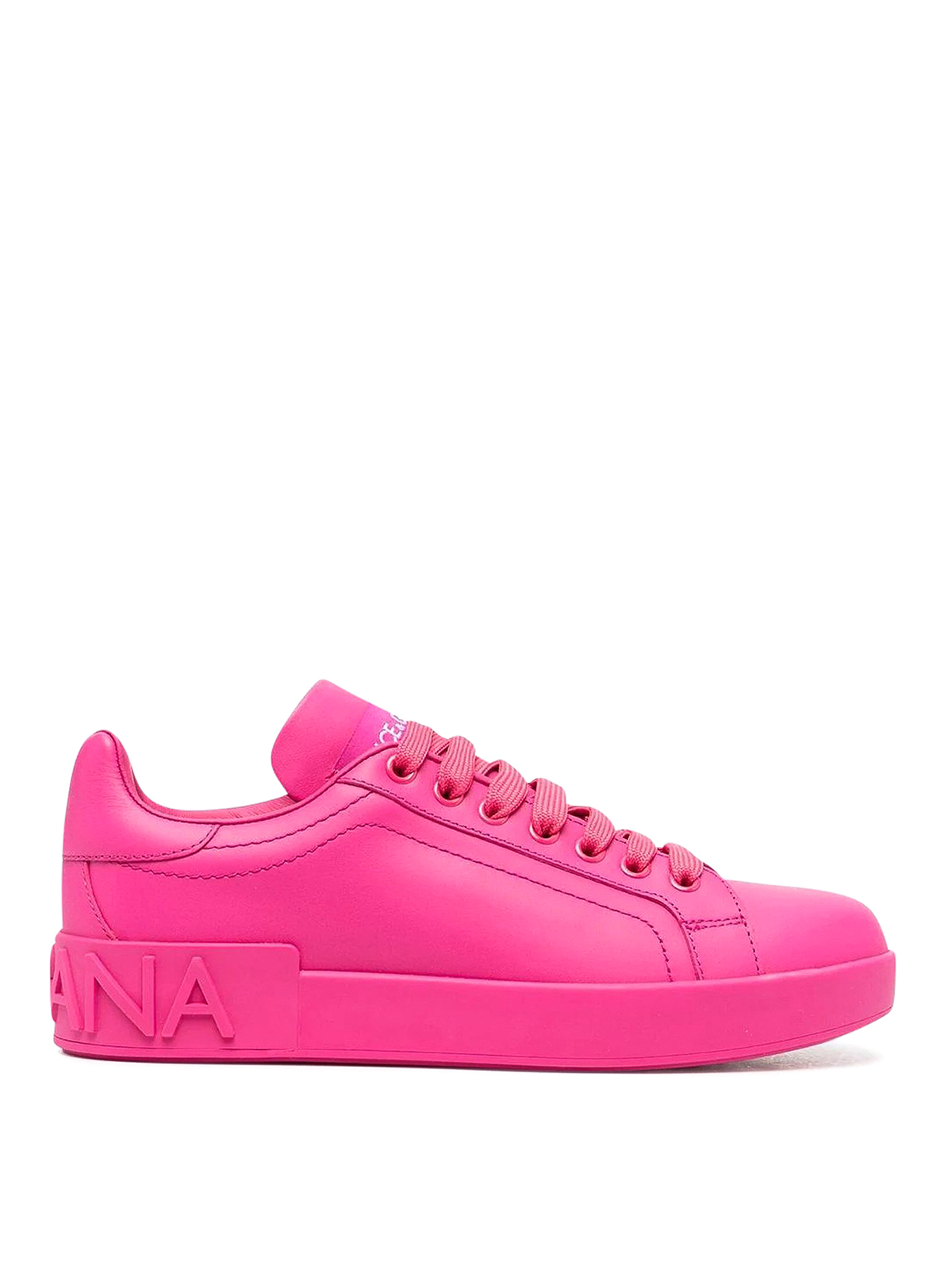 Shop Dolce & Gabbana Leather Sneakers With Back Logo In Fucsia