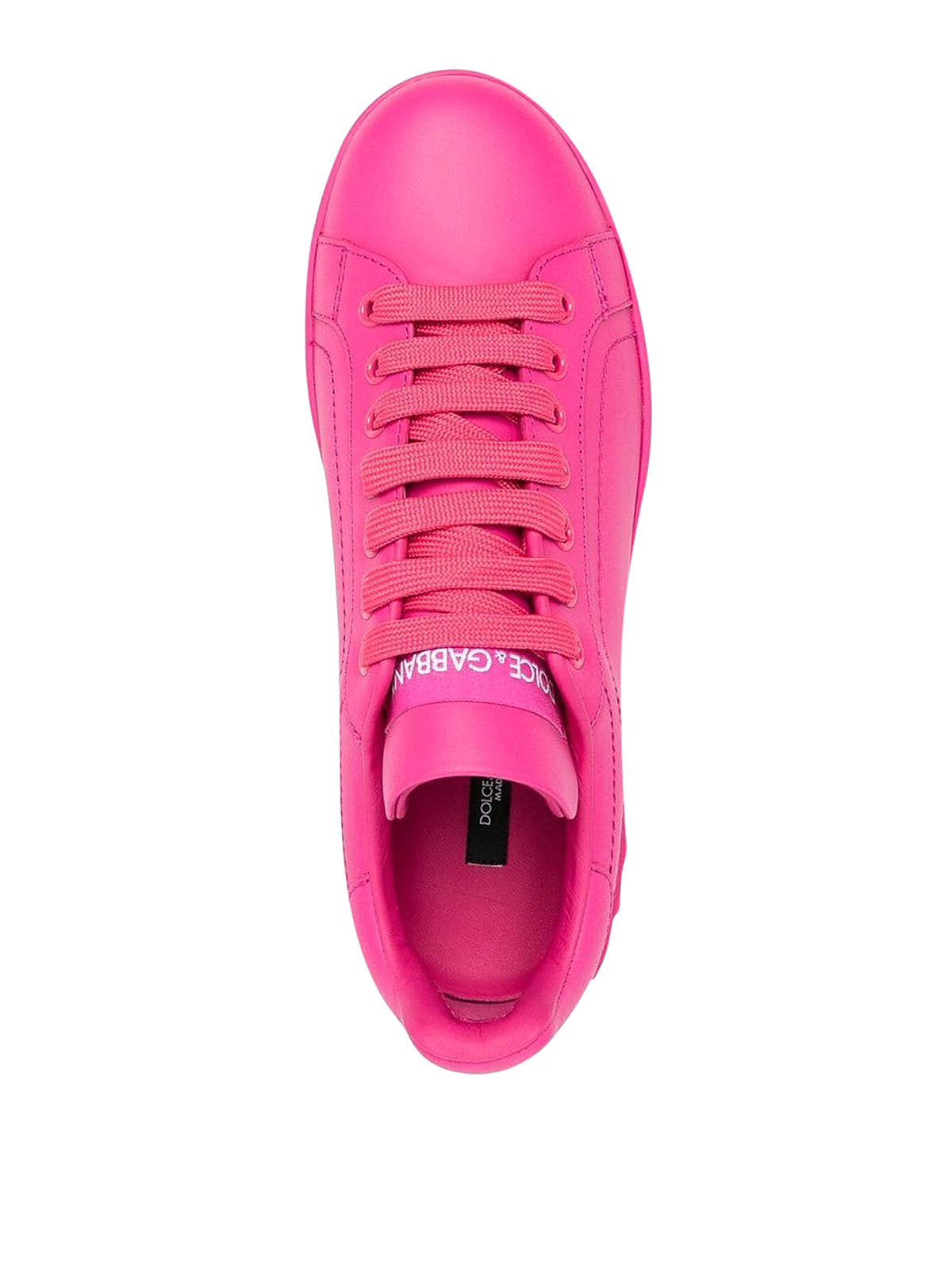 Shop Dolce & Gabbana Leather Sneakers With Back Logo In Fucsia