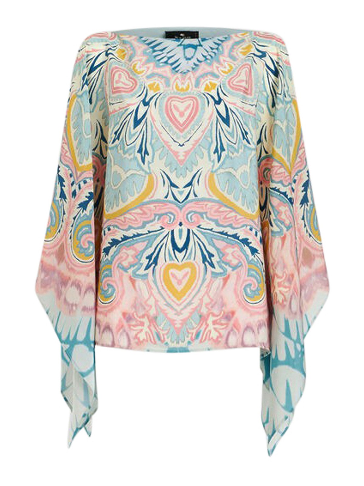 Shop Etro Silk Blouse And Batwing Sleeves In Multicolour
