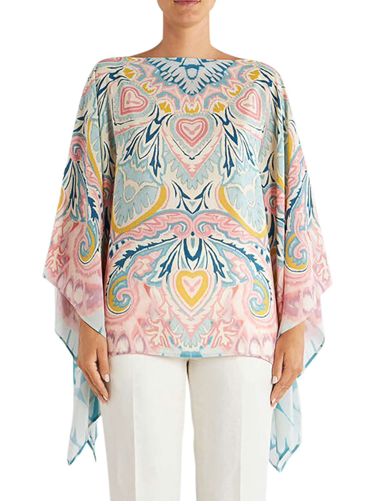 Shop Etro Silk Blouse And Batwing Sleeves In Multicolour