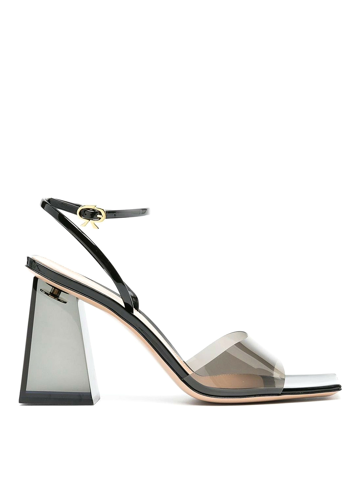 Shop Gianvito Rossi Cosmic Transparent Sandals With Square Heel In Negro