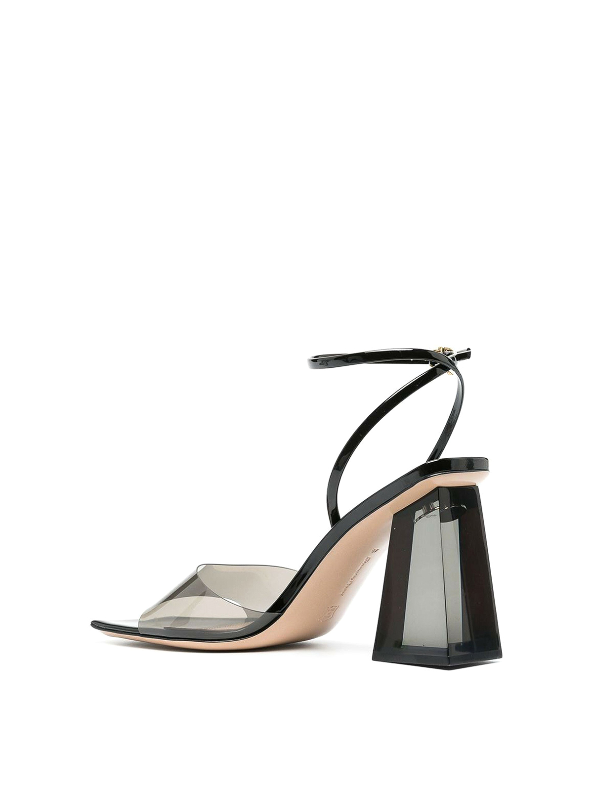 Shop Gianvito Rossi Cosmic Transparent Sandals With Square Heel In Negro