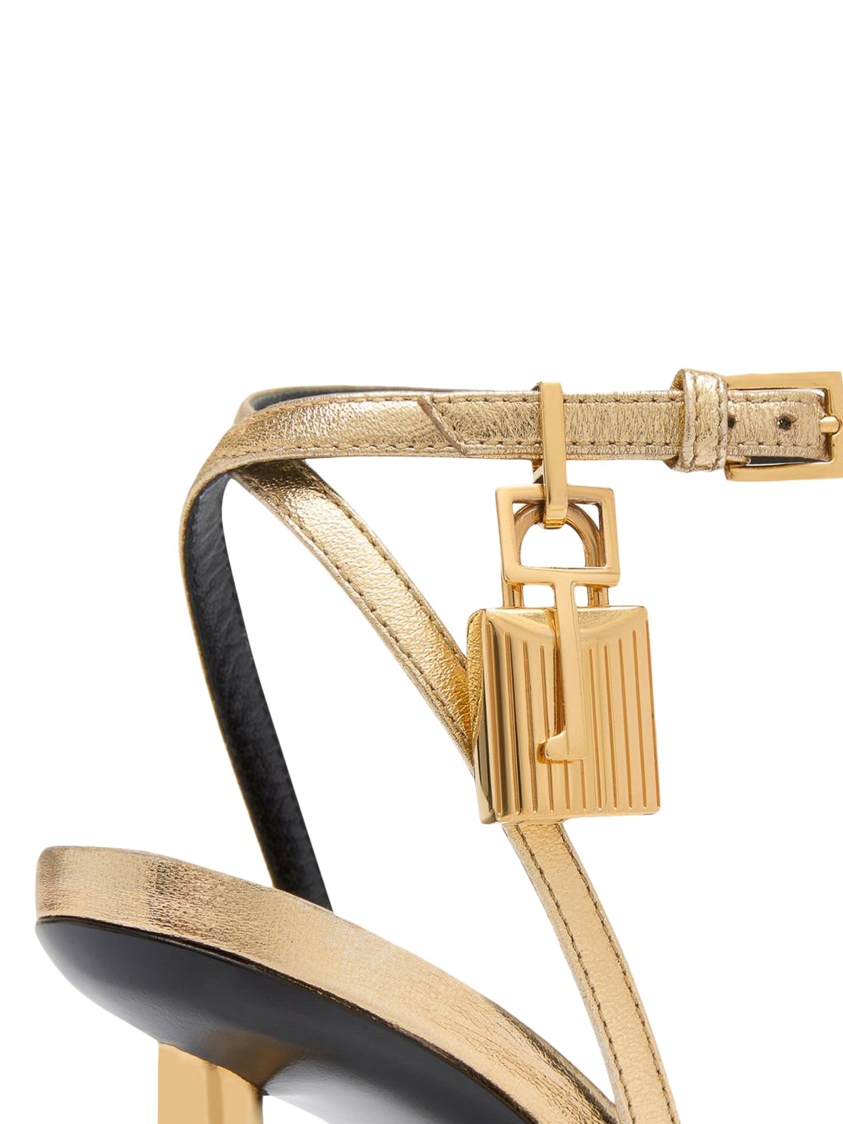 Shop Tom Ford High Heeled Sandals With Charm Strap In Dorado