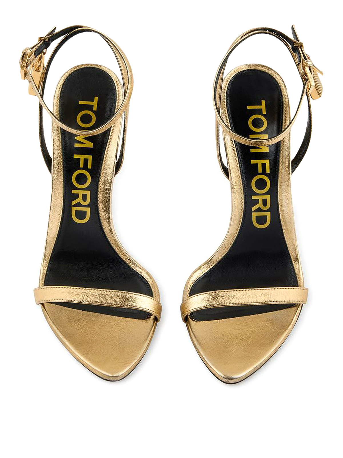 Shop Tom Ford High Heeled Sandals With Charm Strap In Dorado